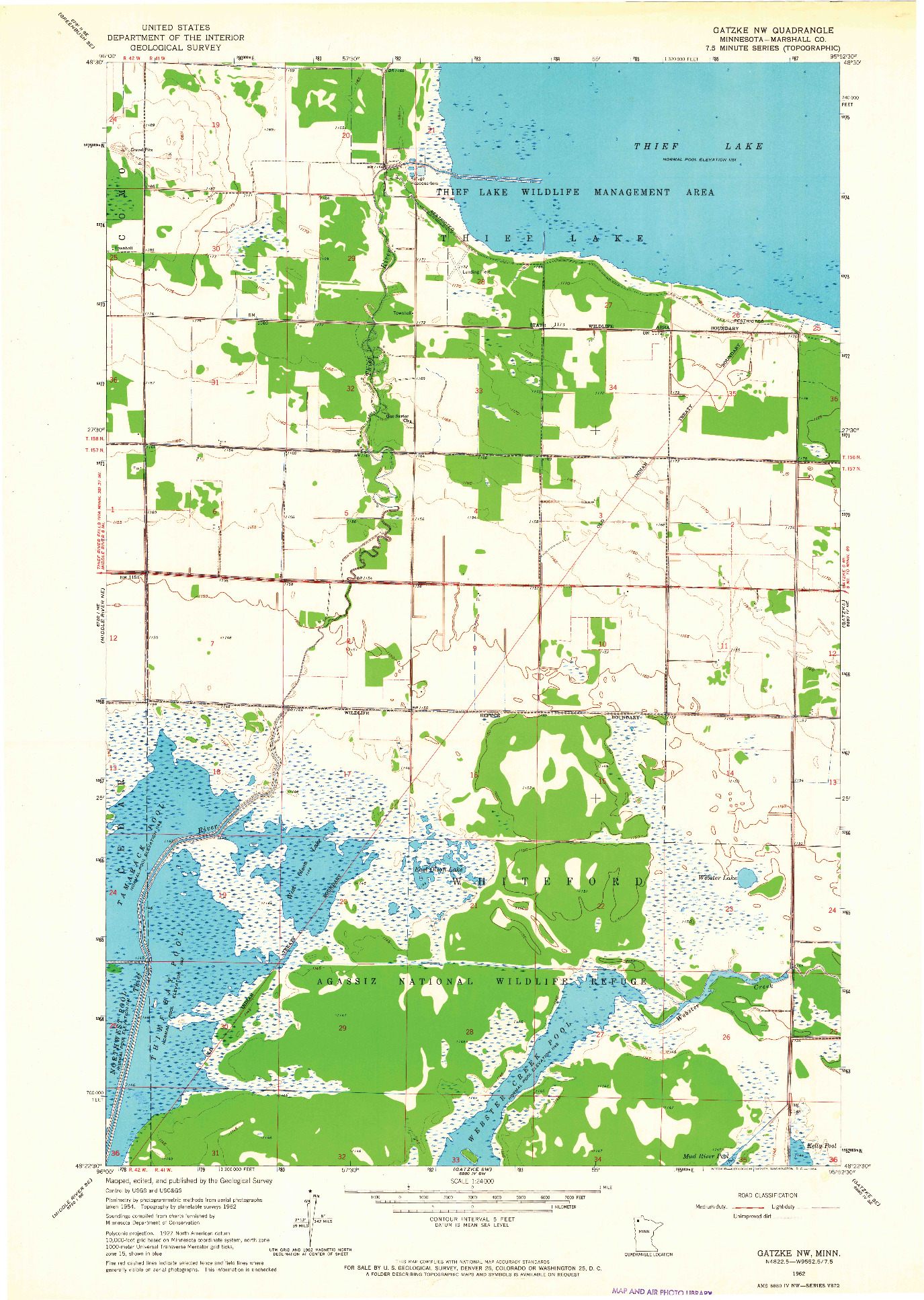 USGS 1:24000-SCALE QUADRANGLE FOR GATZKE NW, MN 1962