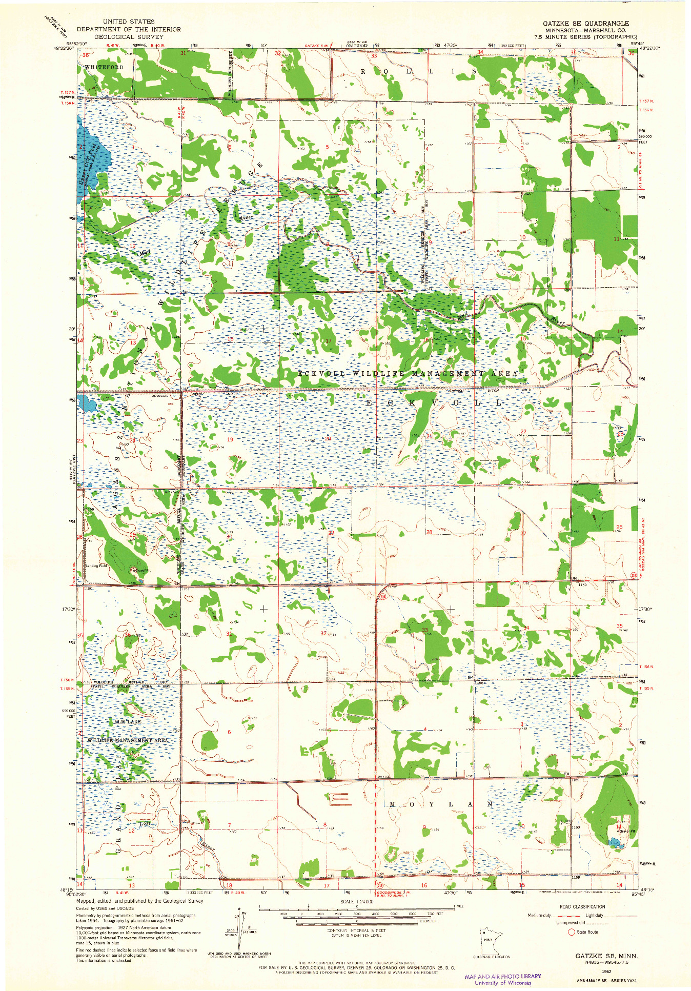 USGS 1:24000-SCALE QUADRANGLE FOR GATZKE SE, MN 1962