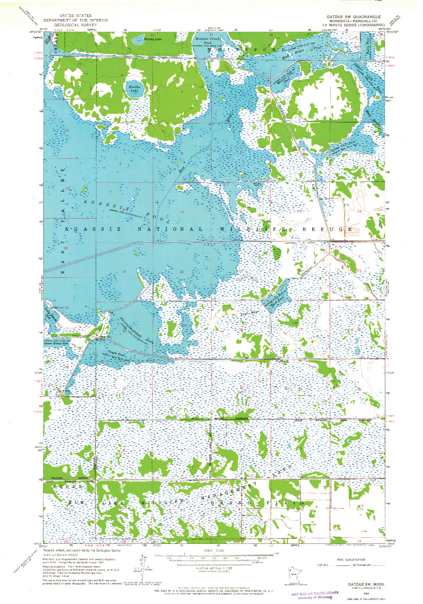 USGS 1:24000-SCALE QUADRANGLE FOR GATZKE SW, MN 1962