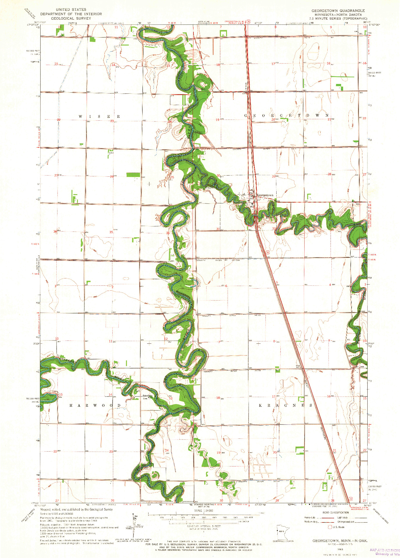 USGS 1:24000-SCALE QUADRANGLE FOR GEORGETOWN, MN 1963