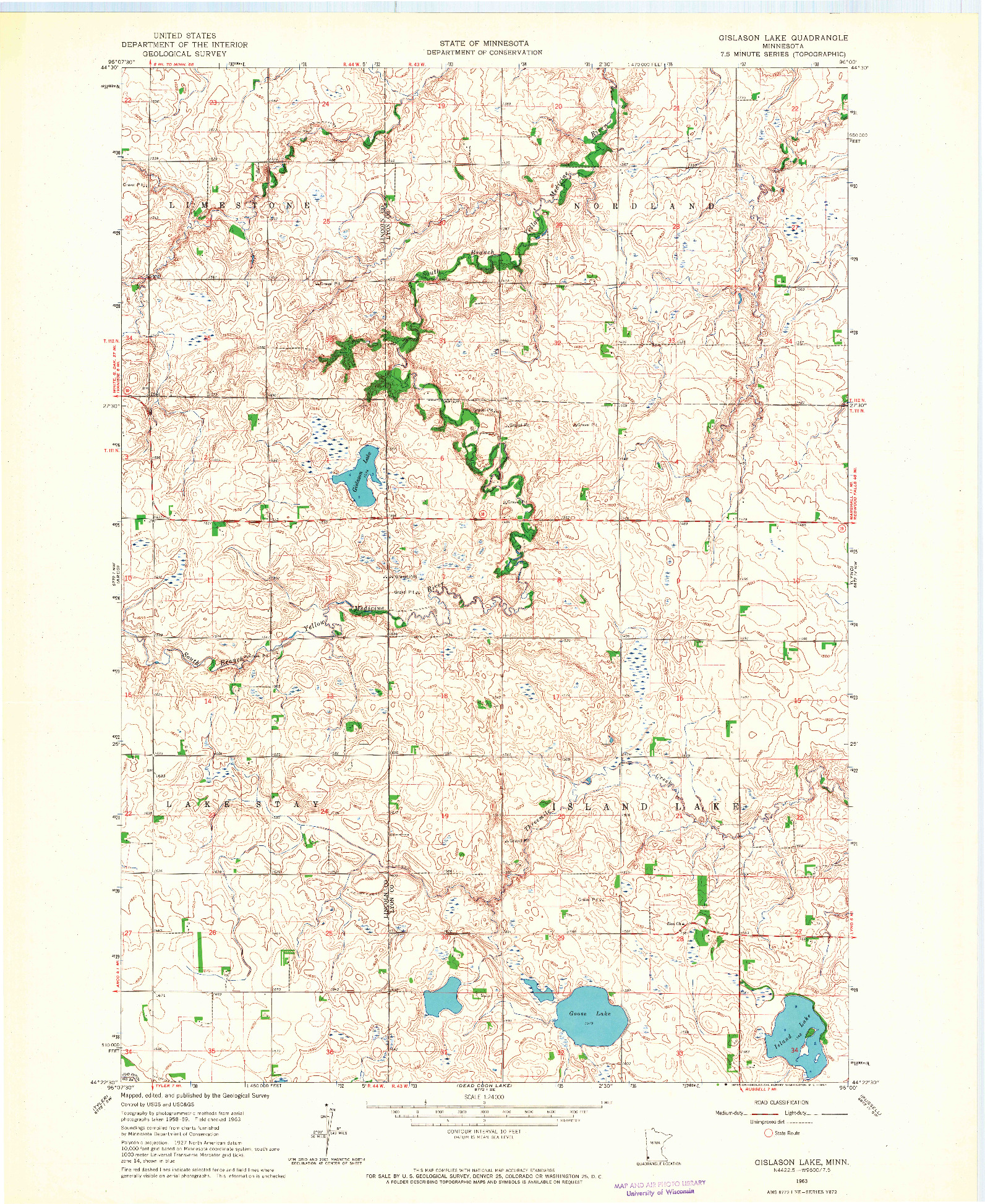 USGS 1:24000-SCALE QUADRANGLE FOR GISLASON LAKE, MN 1963