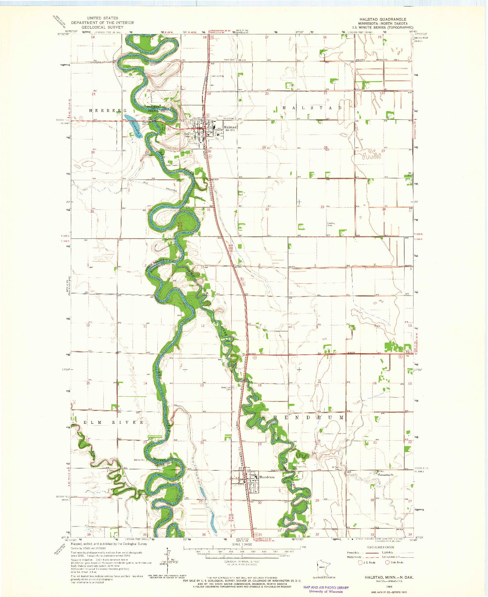 USGS 1:24000-SCALE QUADRANGLE FOR HALSTAD, MN 1963