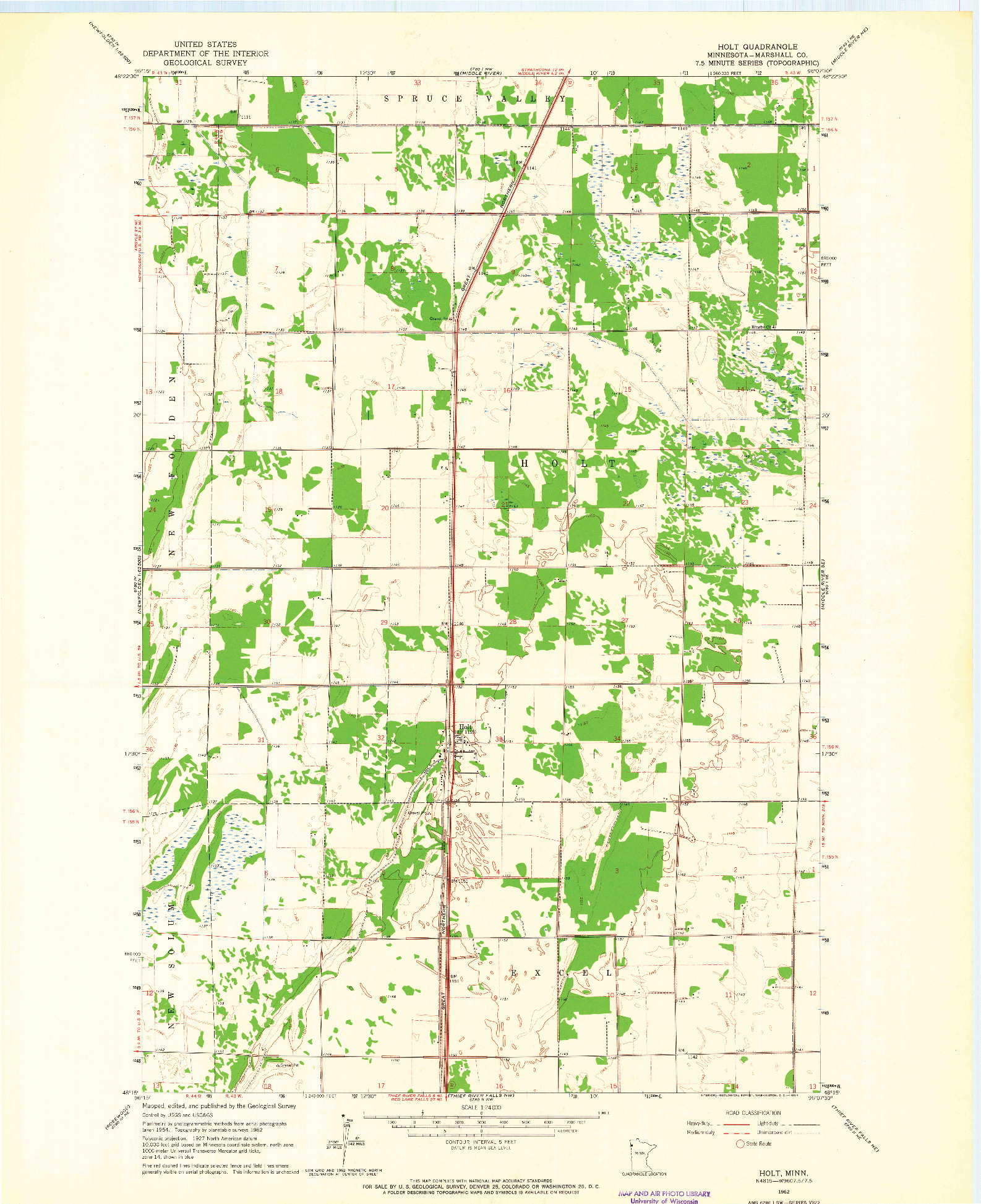 USGS 1:24000-SCALE QUADRANGLE FOR HOLT, MN 1962