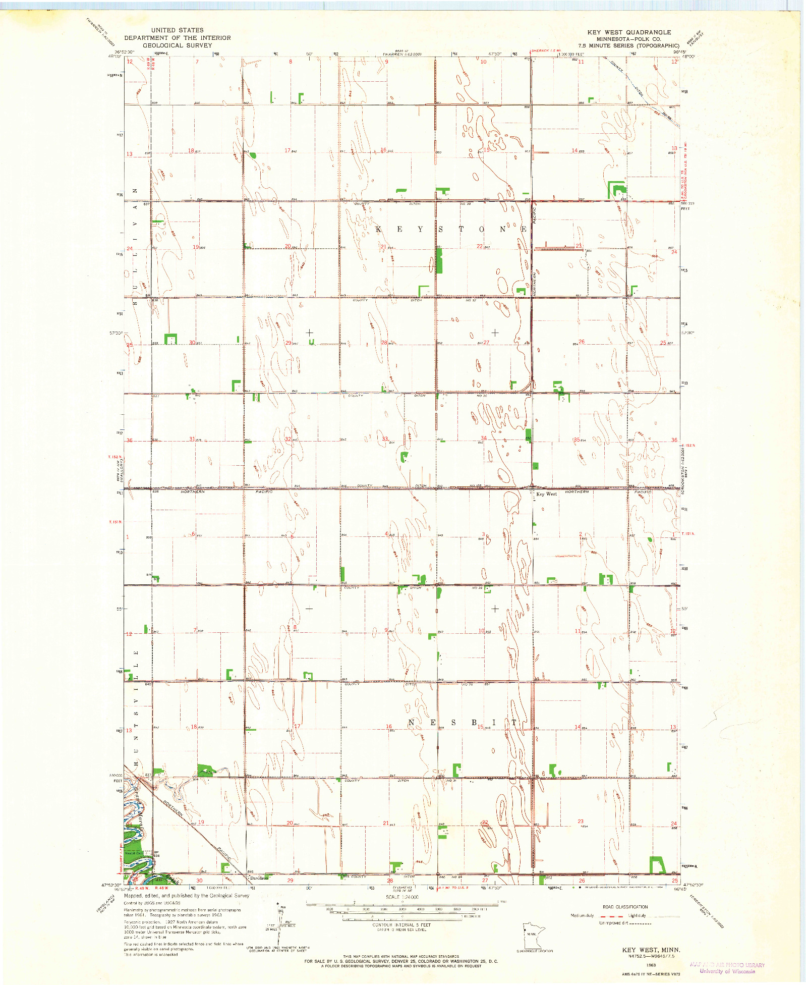 USGS 1:24000-SCALE QUADRANGLE FOR KEY WEST, MN 1963