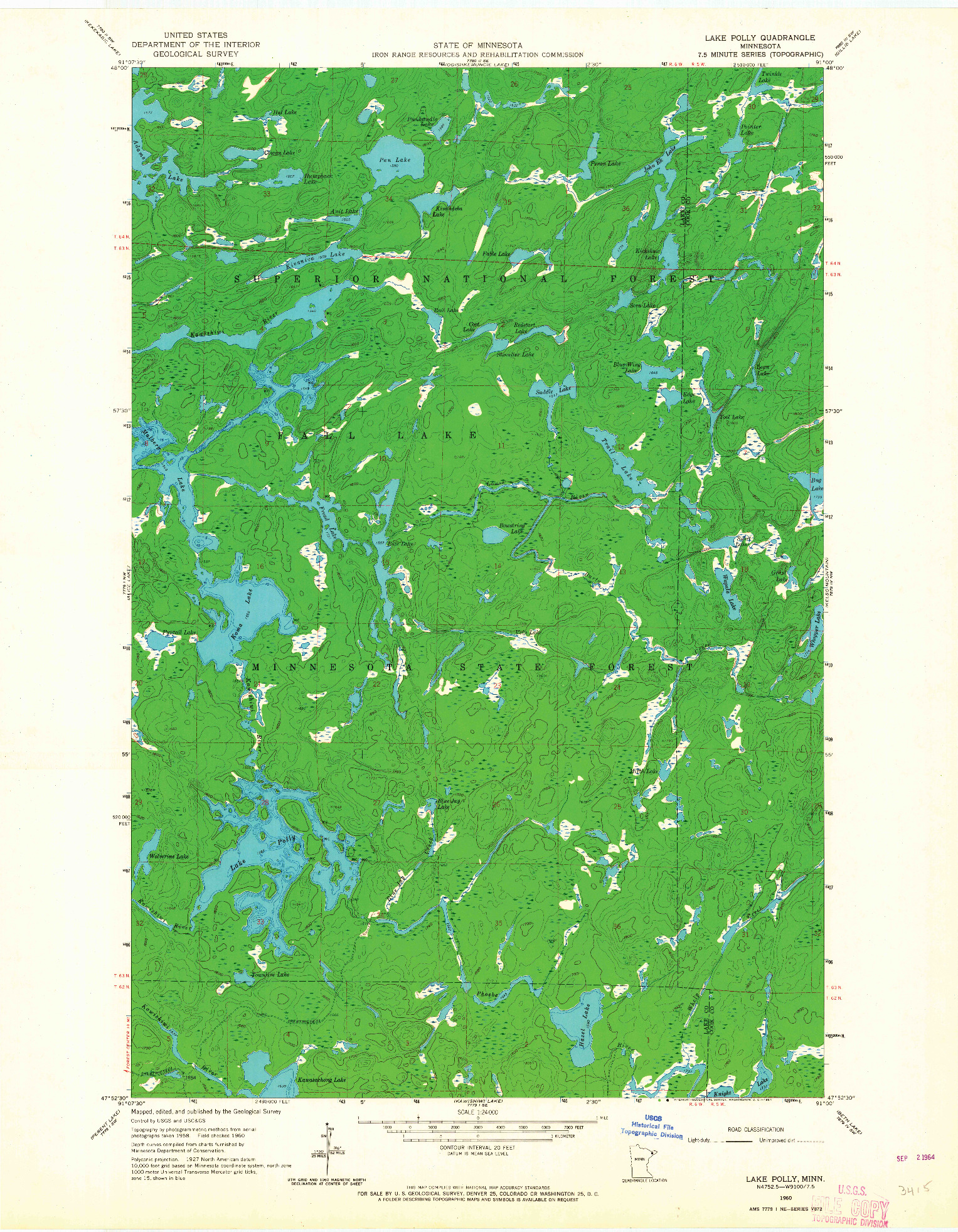 USGS 1:24000-SCALE QUADRANGLE FOR LAKE POLLY, MN 1960
