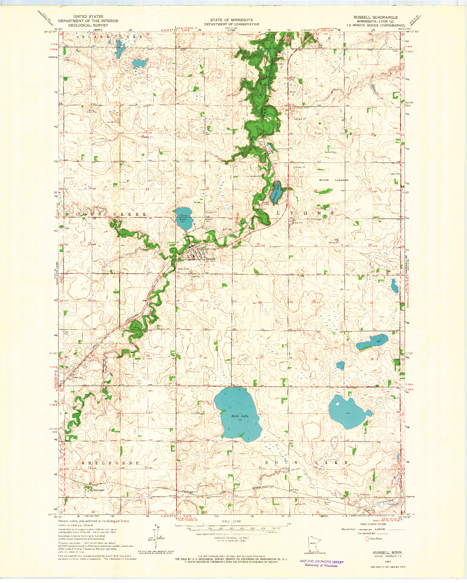 USGS 1:24000-SCALE QUADRANGLE FOR RUSSELL, MN 1963