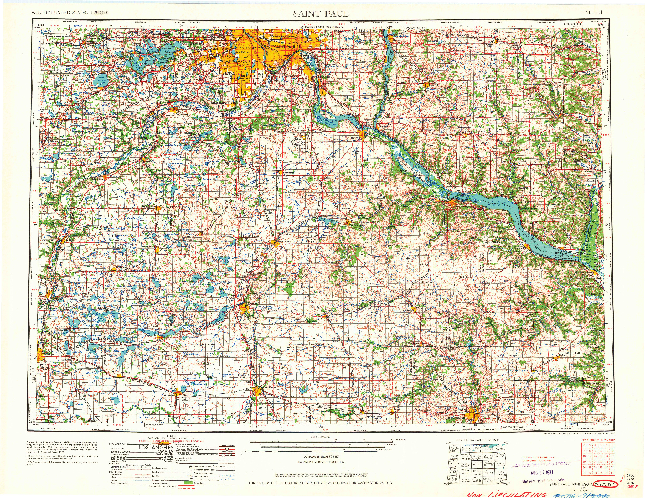 USGS 1:250000-SCALE QUADRANGLE FOR SAINT PAUL, MN 1953