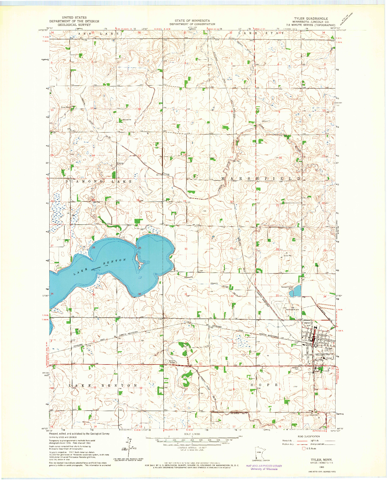 USGS 1:24000-SCALE QUADRANGLE FOR TYLER, MN 1963