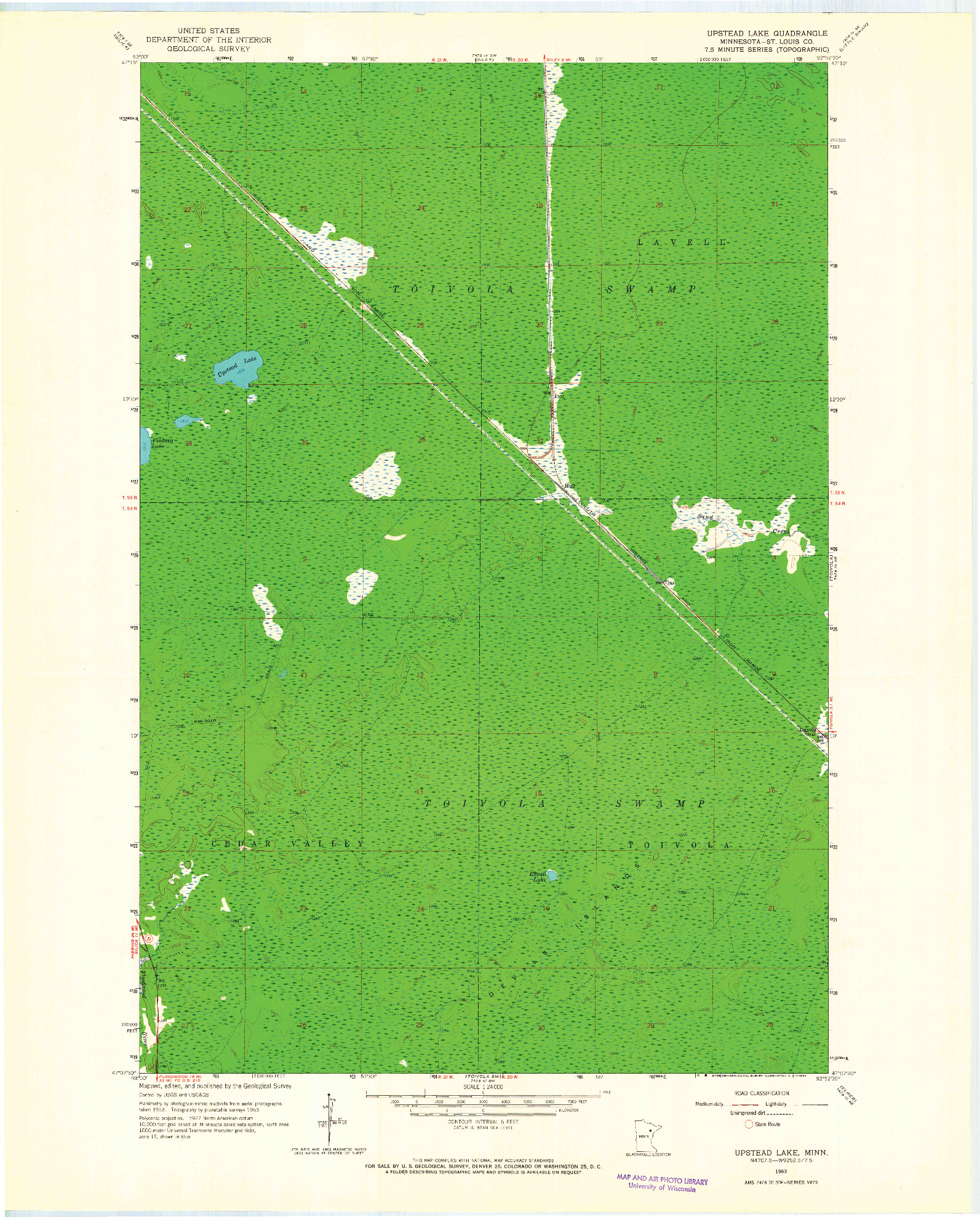 USGS 1:24000-SCALE QUADRANGLE FOR UPSTEAD LAKE, MN 1963