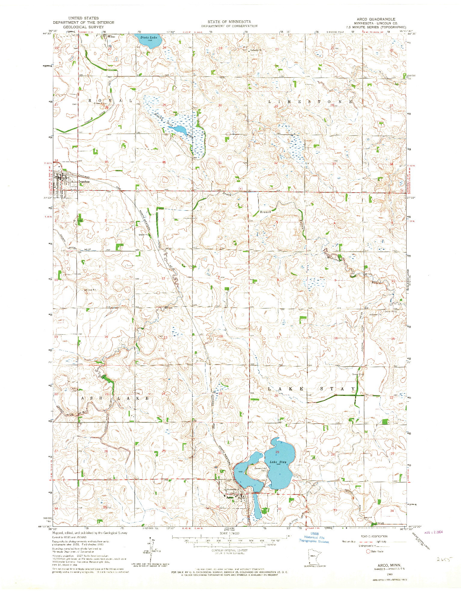 USGS 1:24000-SCALE QUADRANGLE FOR ARCO, MN 1963