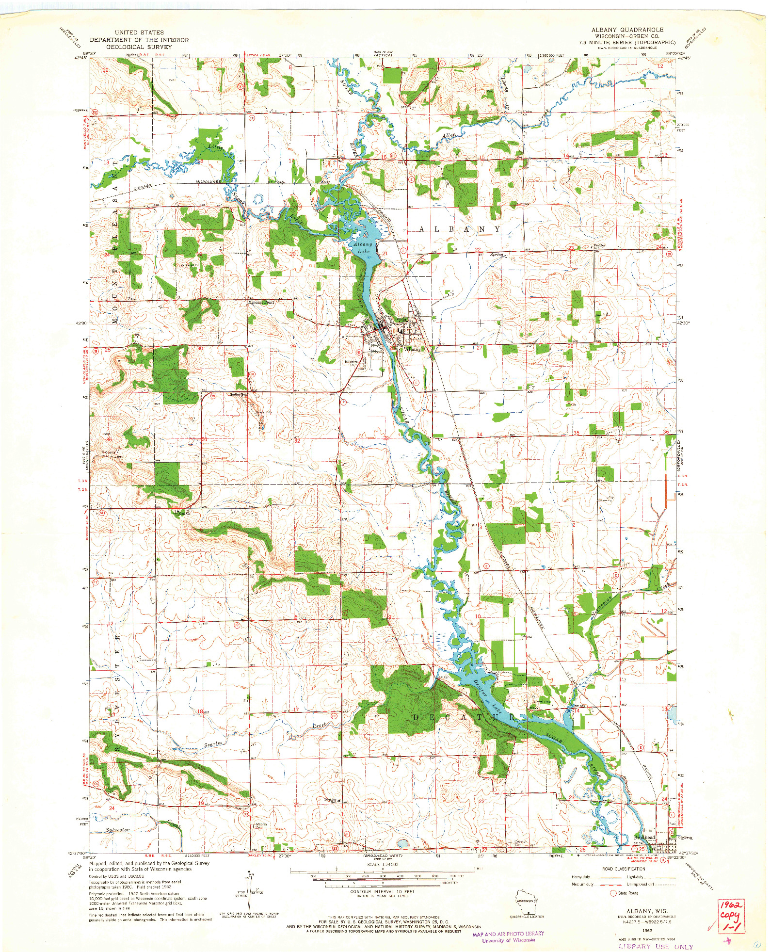 USGS 1:24000-SCALE QUADRANGLE FOR ALBANY, WI 1962