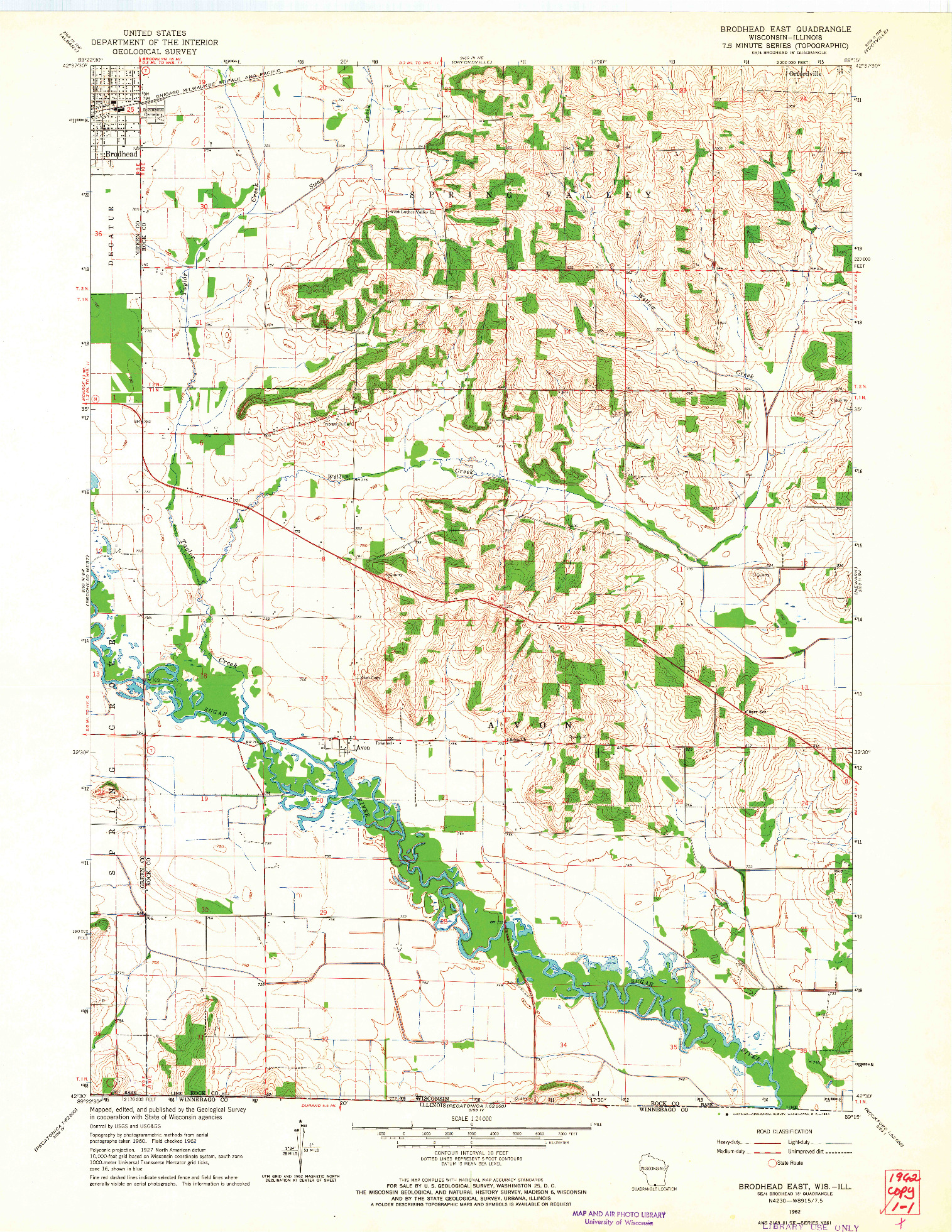 USGS 1:24000-SCALE QUADRANGLE FOR BRODHEAD EAST, WI 1962