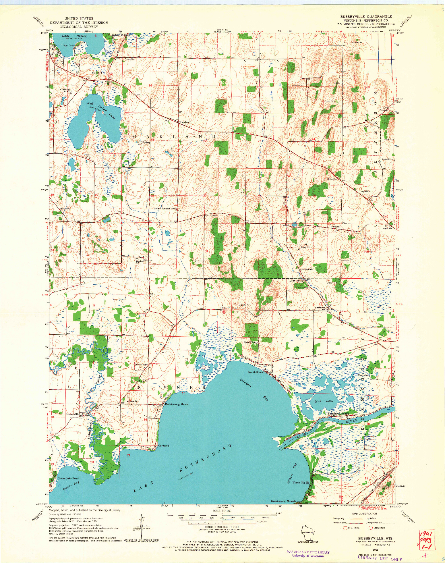 USGS 1:24000-SCALE QUADRANGLE FOR BUSSEYVILLE, WI 1961