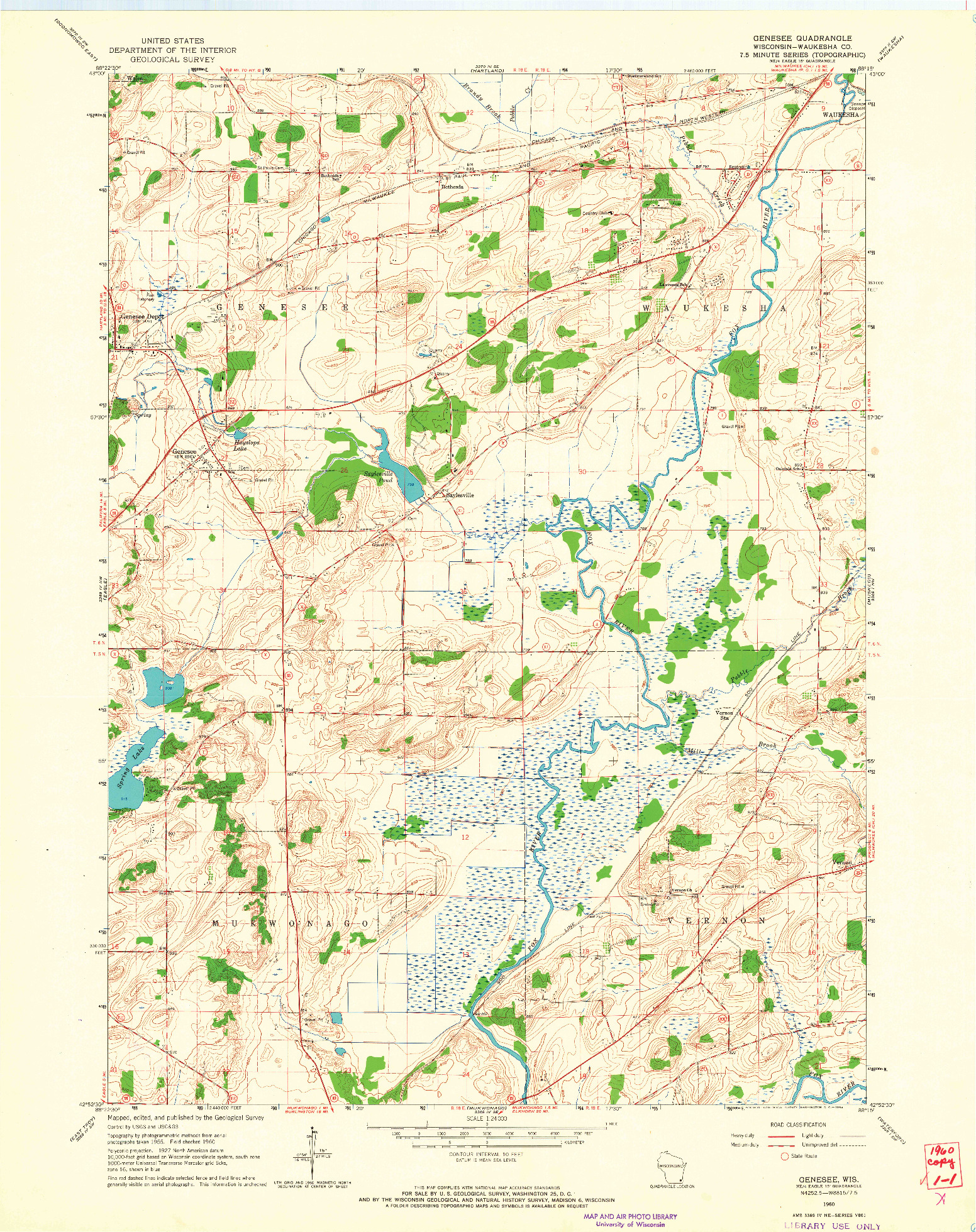 USGS 1:24000-SCALE QUADRANGLE FOR GENESEE, WI 1960