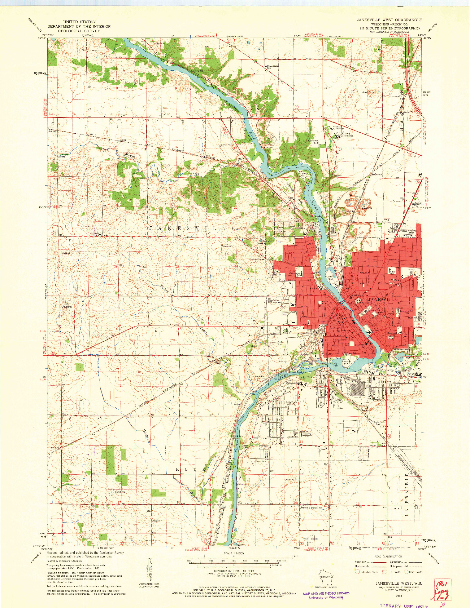 USGS 1:24000-SCALE QUADRANGLE FOR JANESVILLE WEST, WI 1961