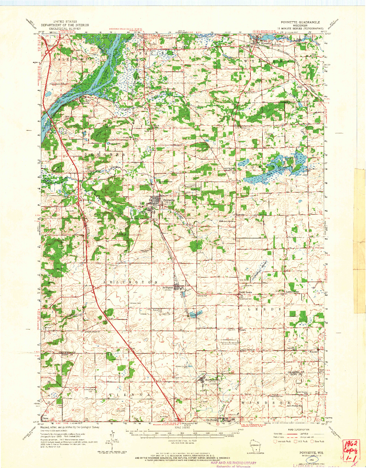 USGS 1:62500-SCALE QUADRANGLE FOR POYNETTE, WI 1962