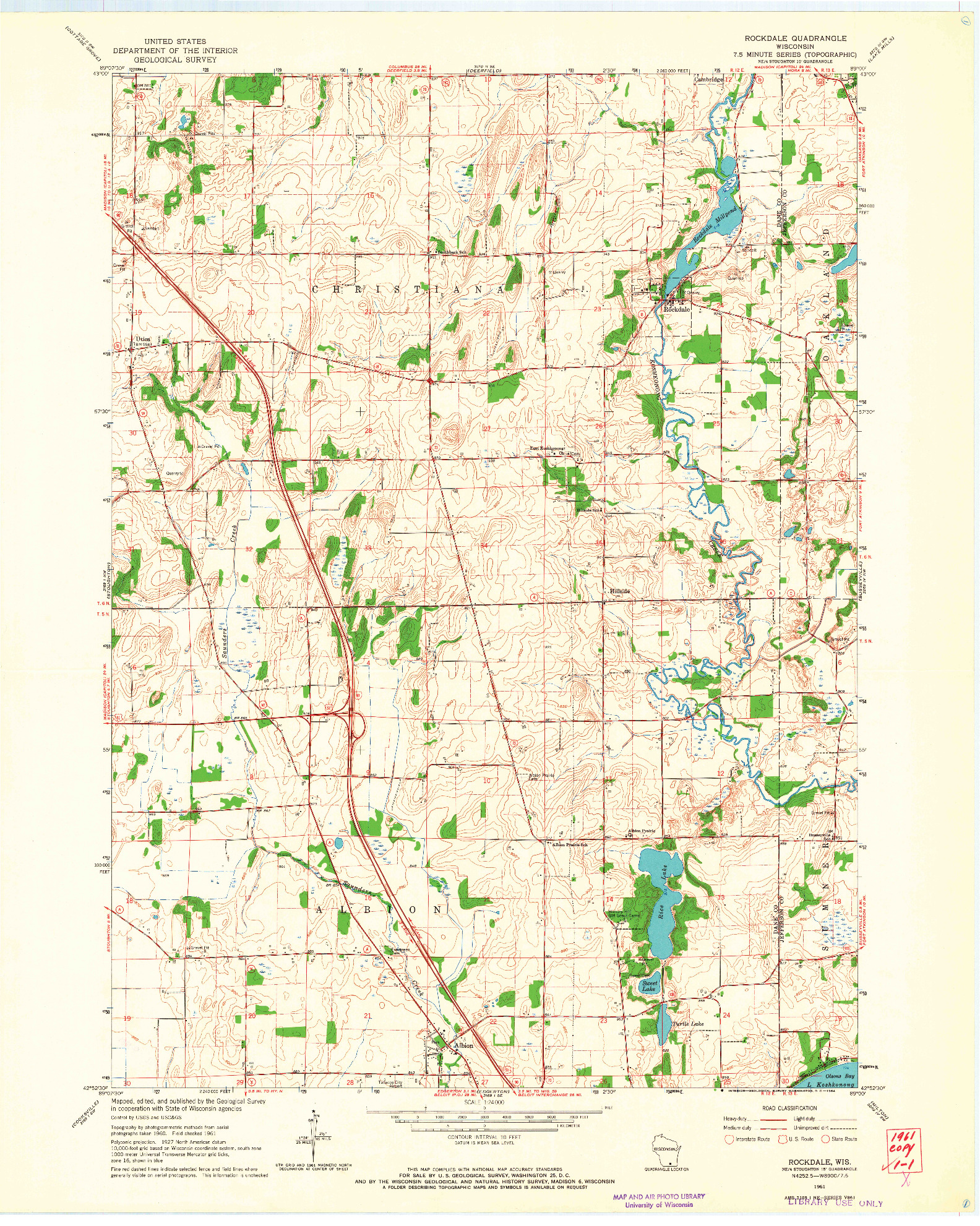 USGS 1:24000-SCALE QUADRANGLE FOR ROCKDALE, WI 1961