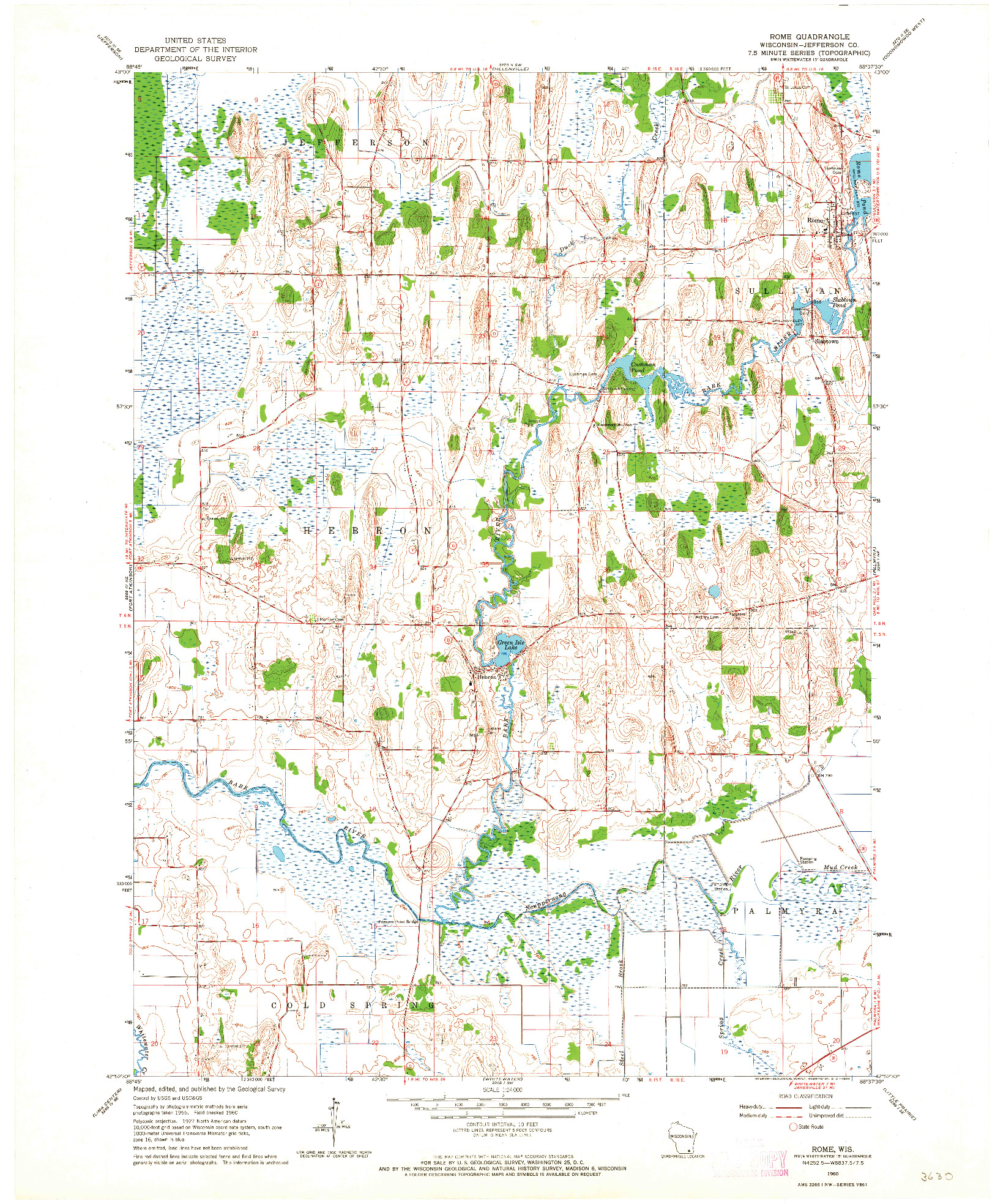 USGS 1:24000-SCALE QUADRANGLE FOR ROME, WI 1960