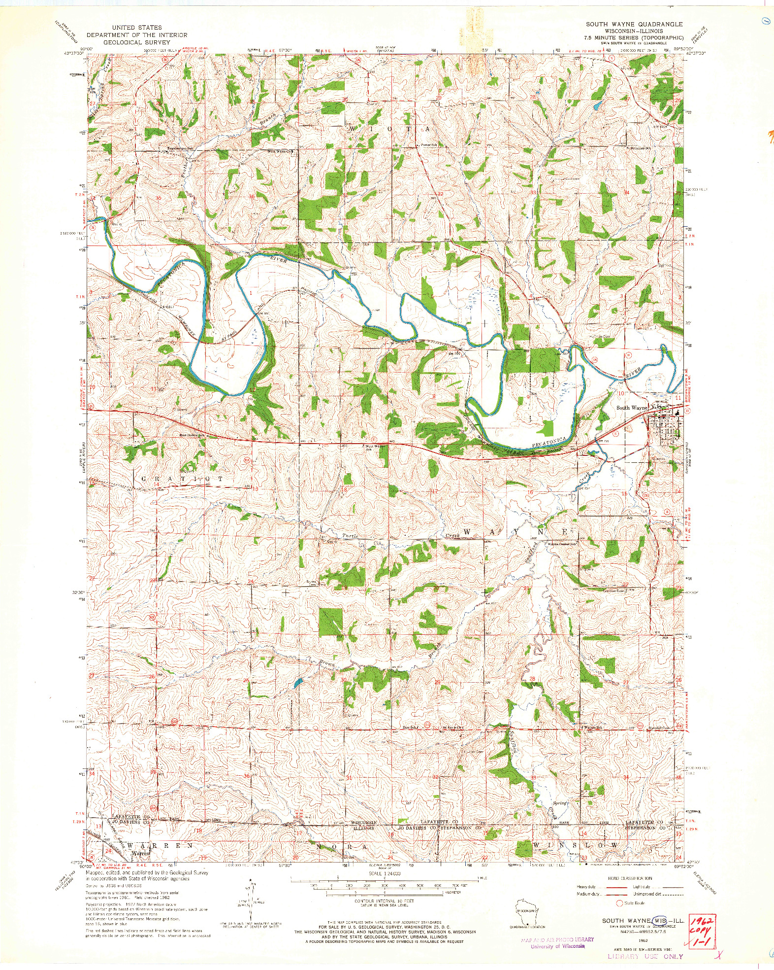 USGS 1:24000-SCALE QUADRANGLE FOR SOUTH WAYNE, WI 1962