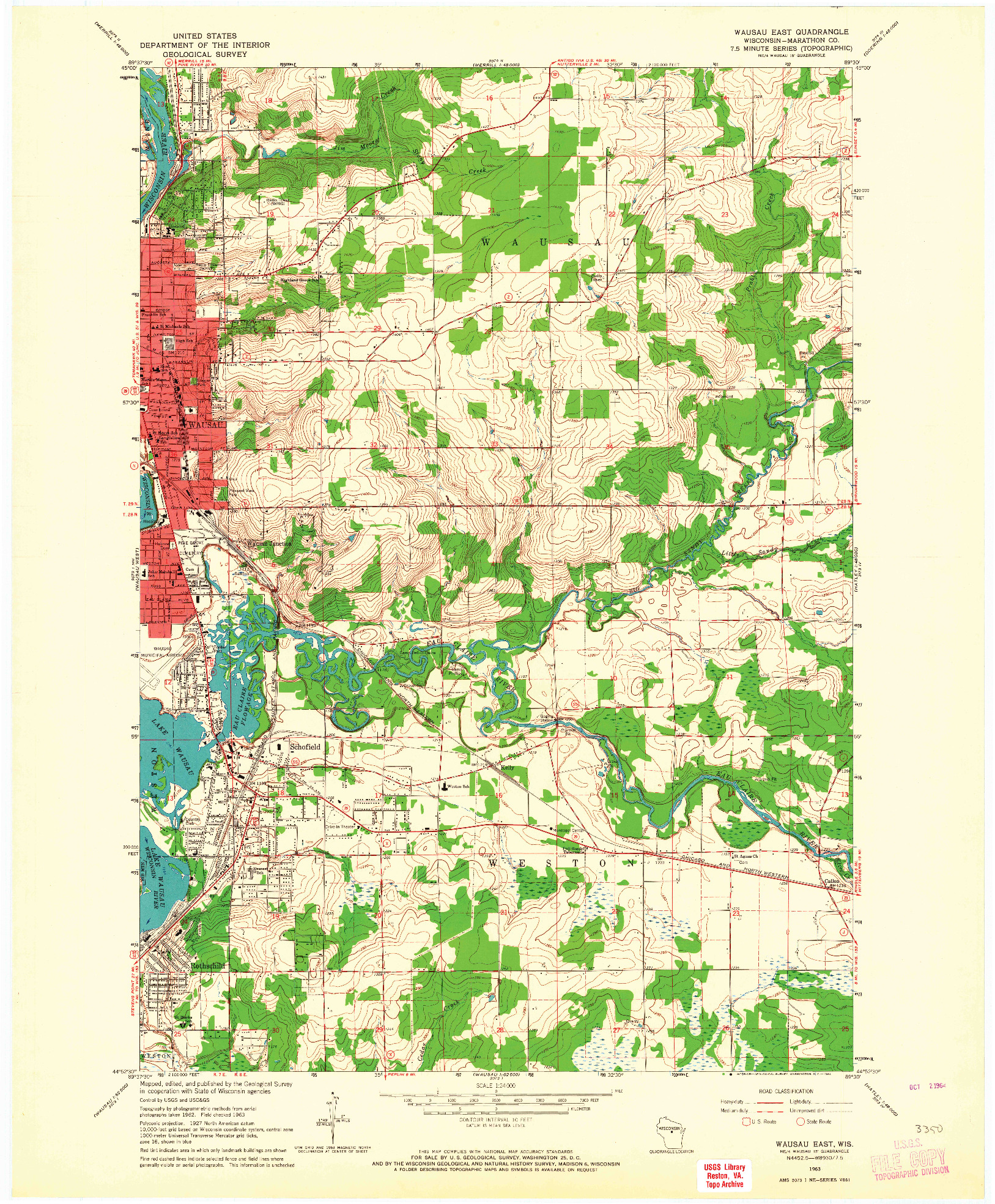 USGS 1:24000-SCALE QUADRANGLE FOR WAUSAU EAST, WI 1963