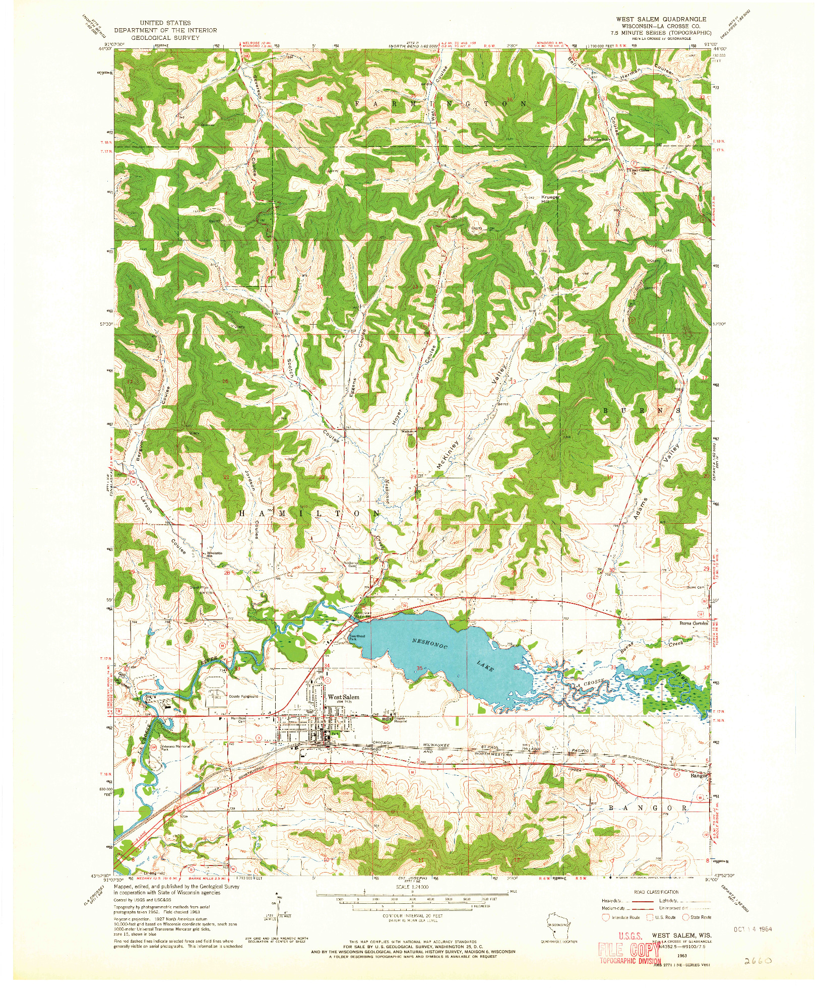 USGS 1:24000-SCALE QUADRANGLE FOR WEST SALEM, WI 1963