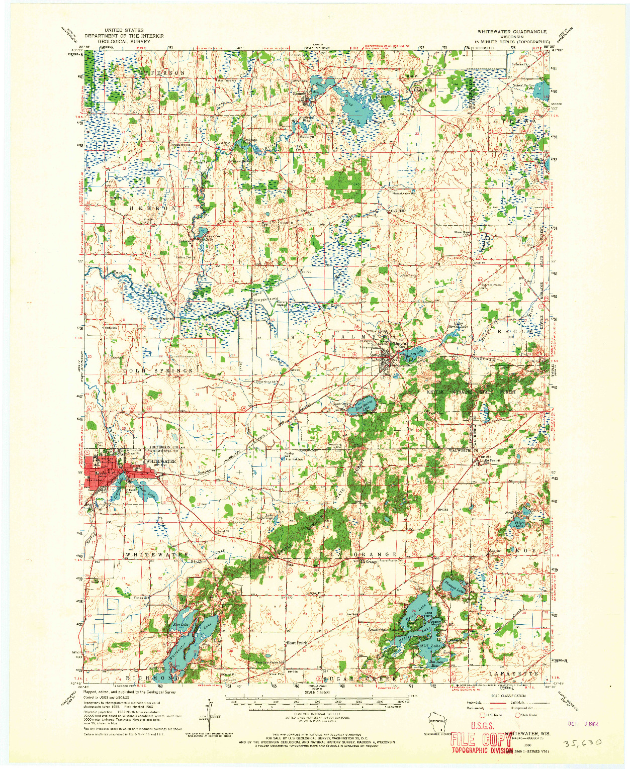 USGS 1:62500-SCALE QUADRANGLE FOR WHITEWATER, WI 1960