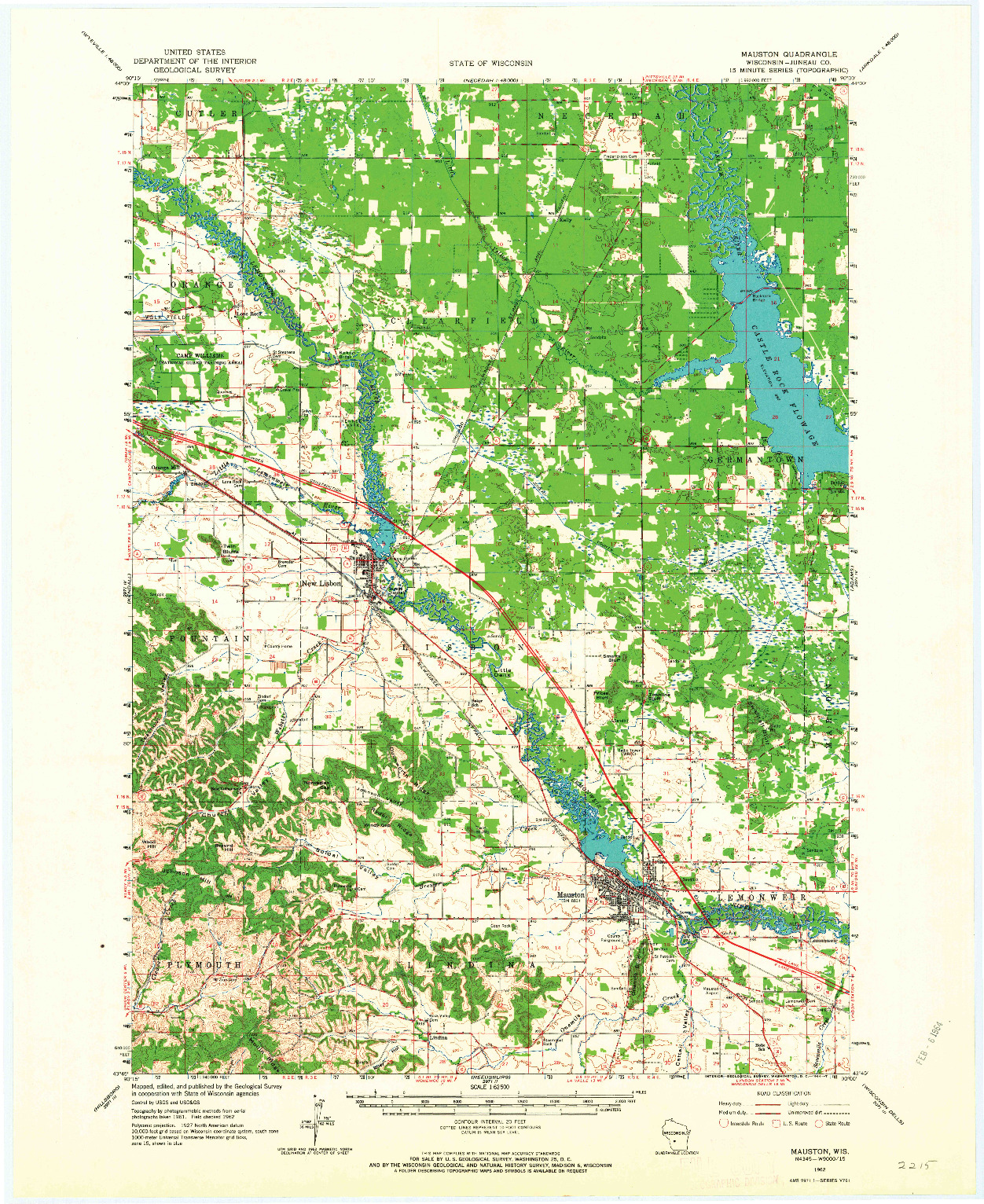USGS 1:62500-SCALE QUADRANGLE FOR MAUSTON, WI 1962