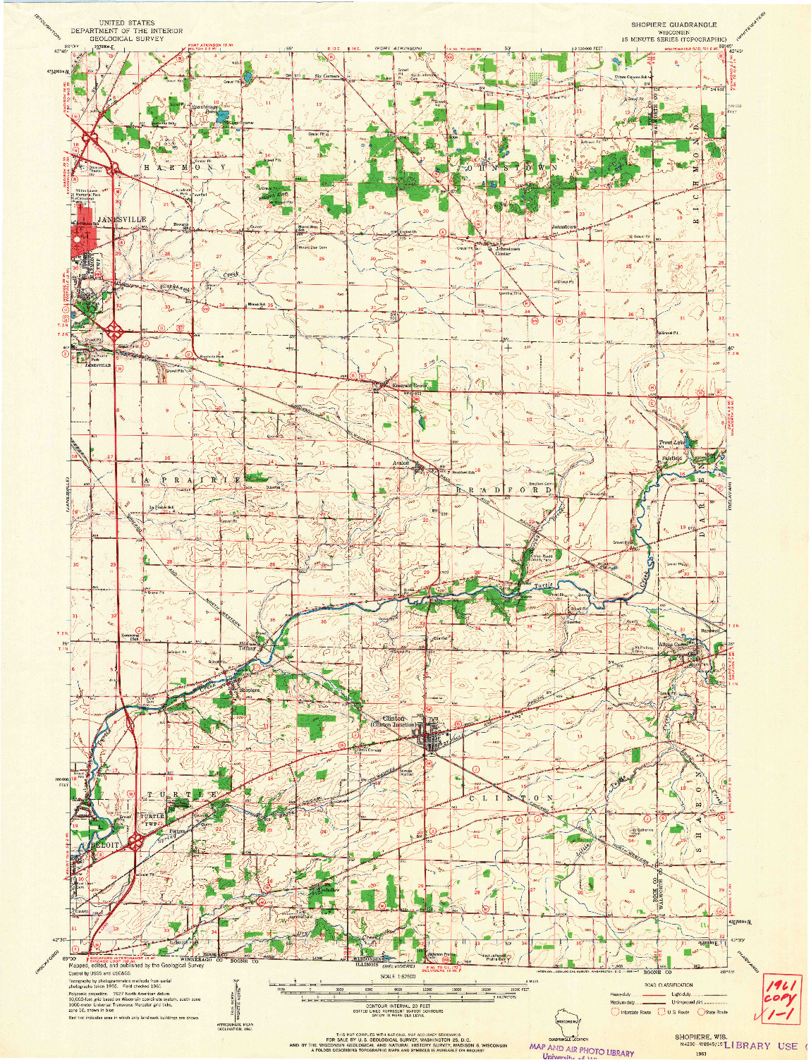 USGS 1:62500-SCALE QUADRANGLE FOR SHOPIERE, WI 1961