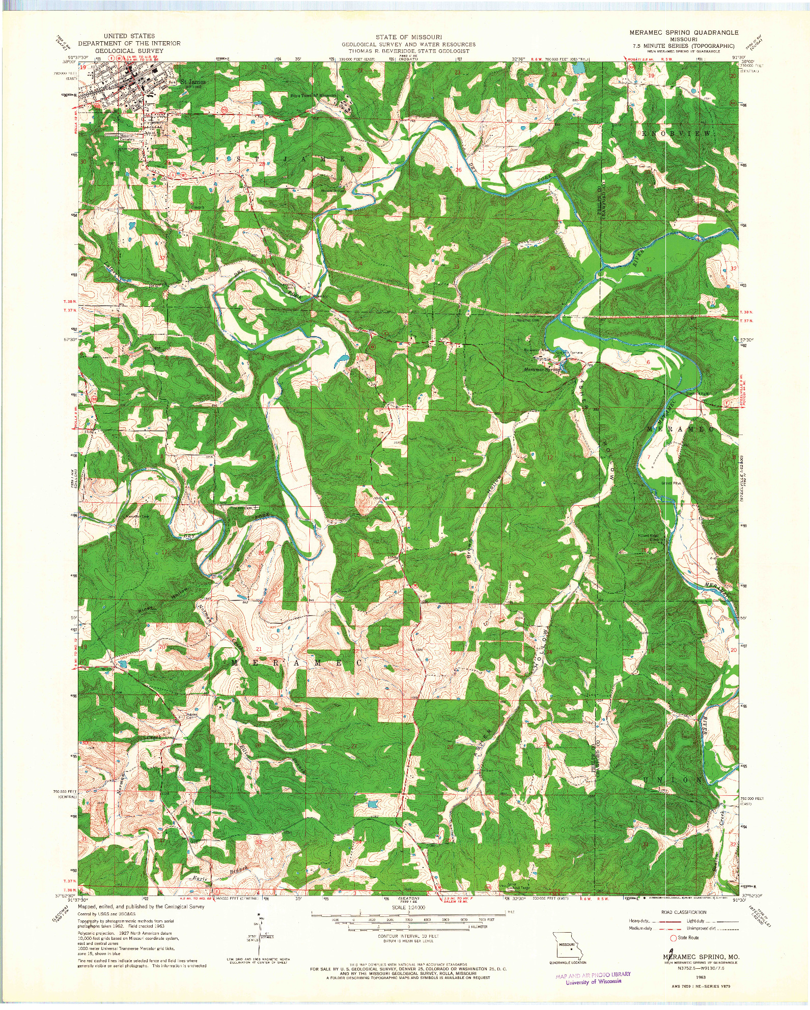 USGS 1:24000-SCALE QUADRANGLE FOR MARAMEC SPRING, MO 1963