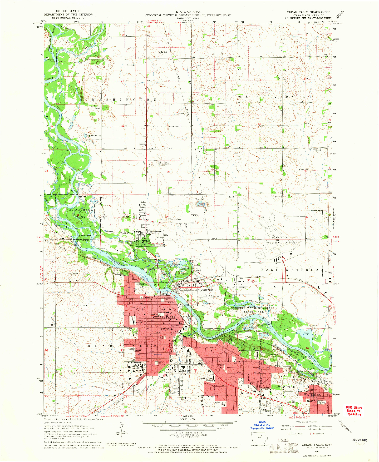 USGS 1:24000-SCALE QUADRANGLE FOR CEDAR FALLS, IA 1963