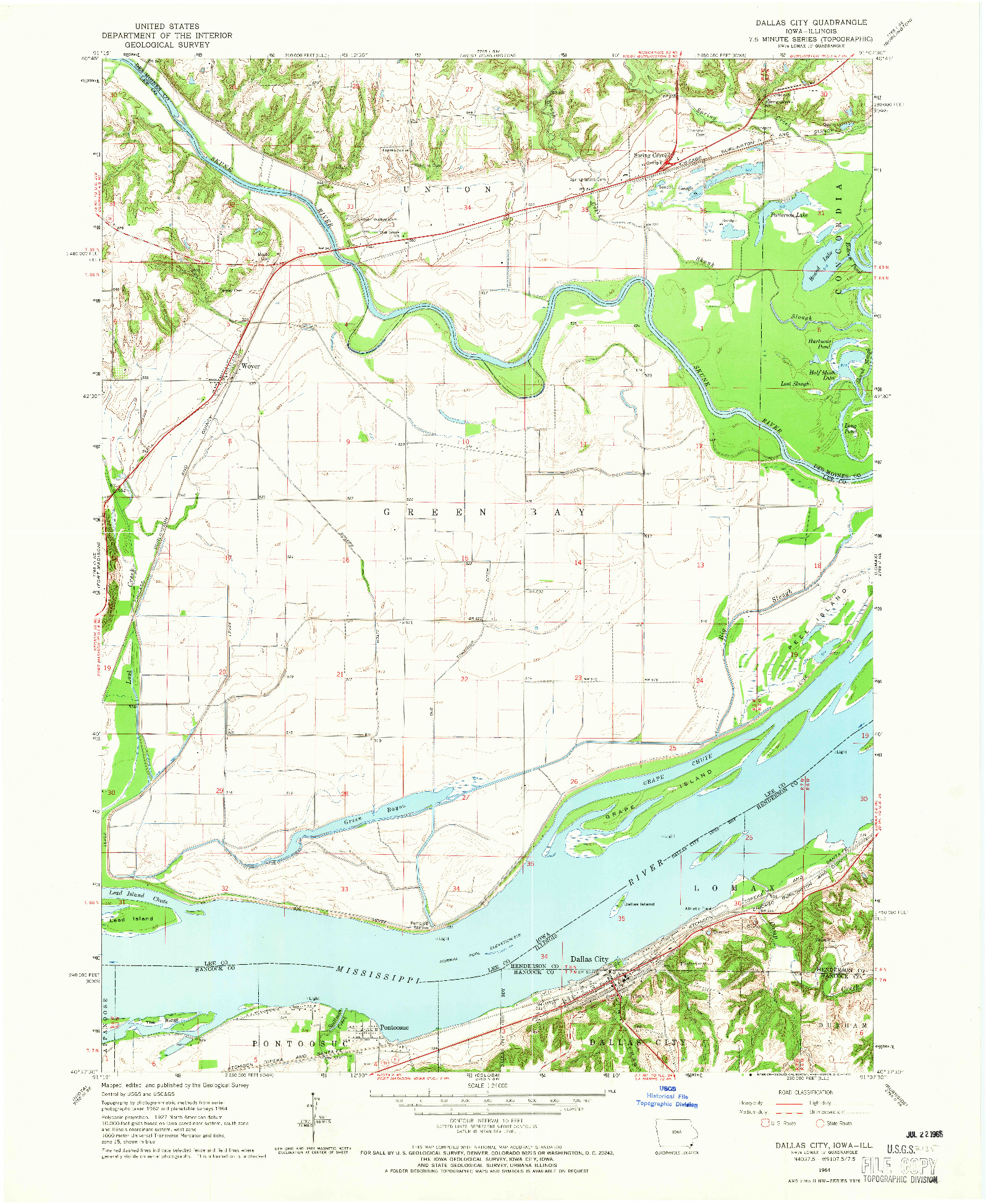 USGS 1:24000-SCALE QUADRANGLE FOR DALLAS CITY, IA 1964
