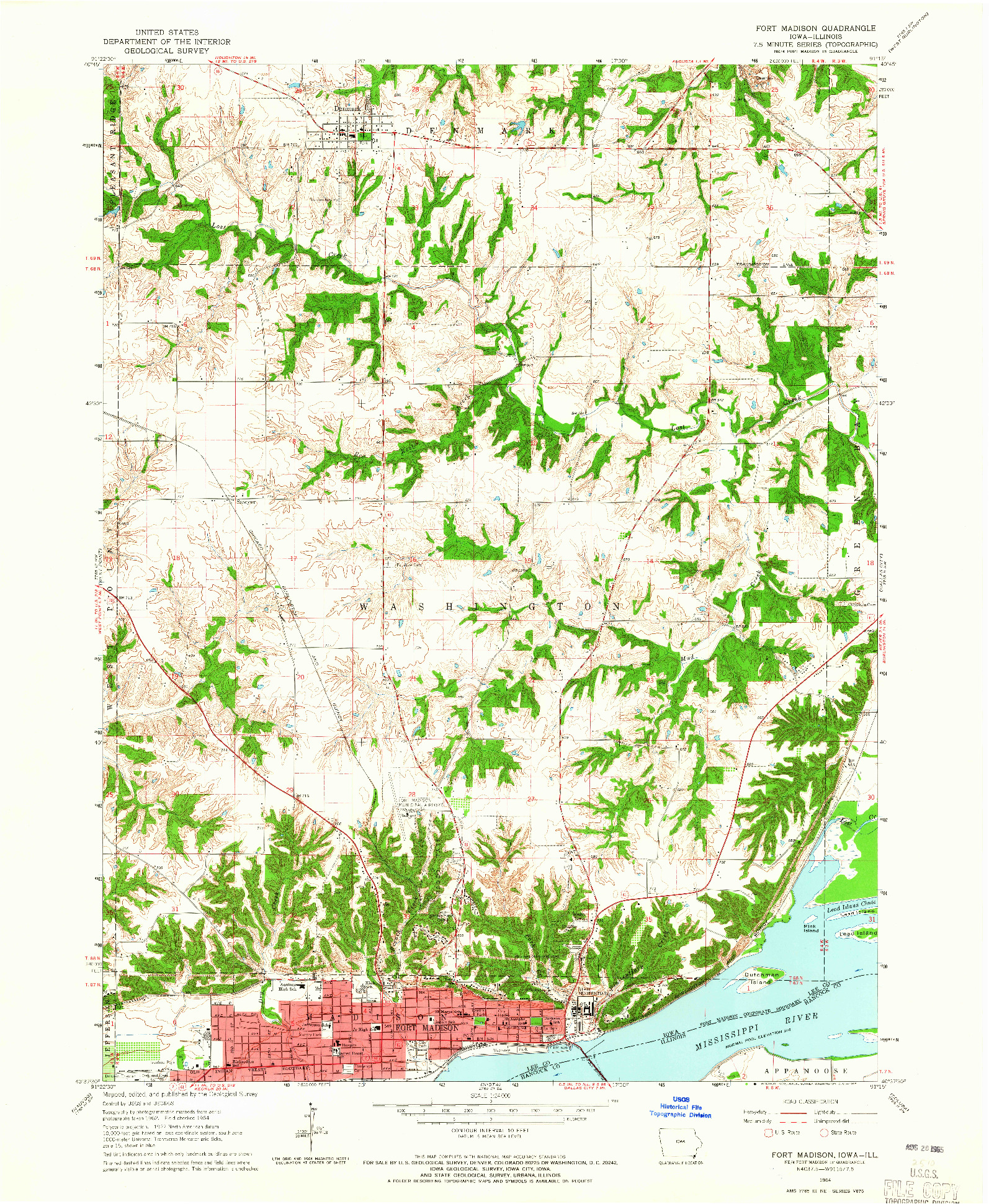 USGS 1:24000-SCALE QUADRANGLE FOR FORT MADISON, IA 1964