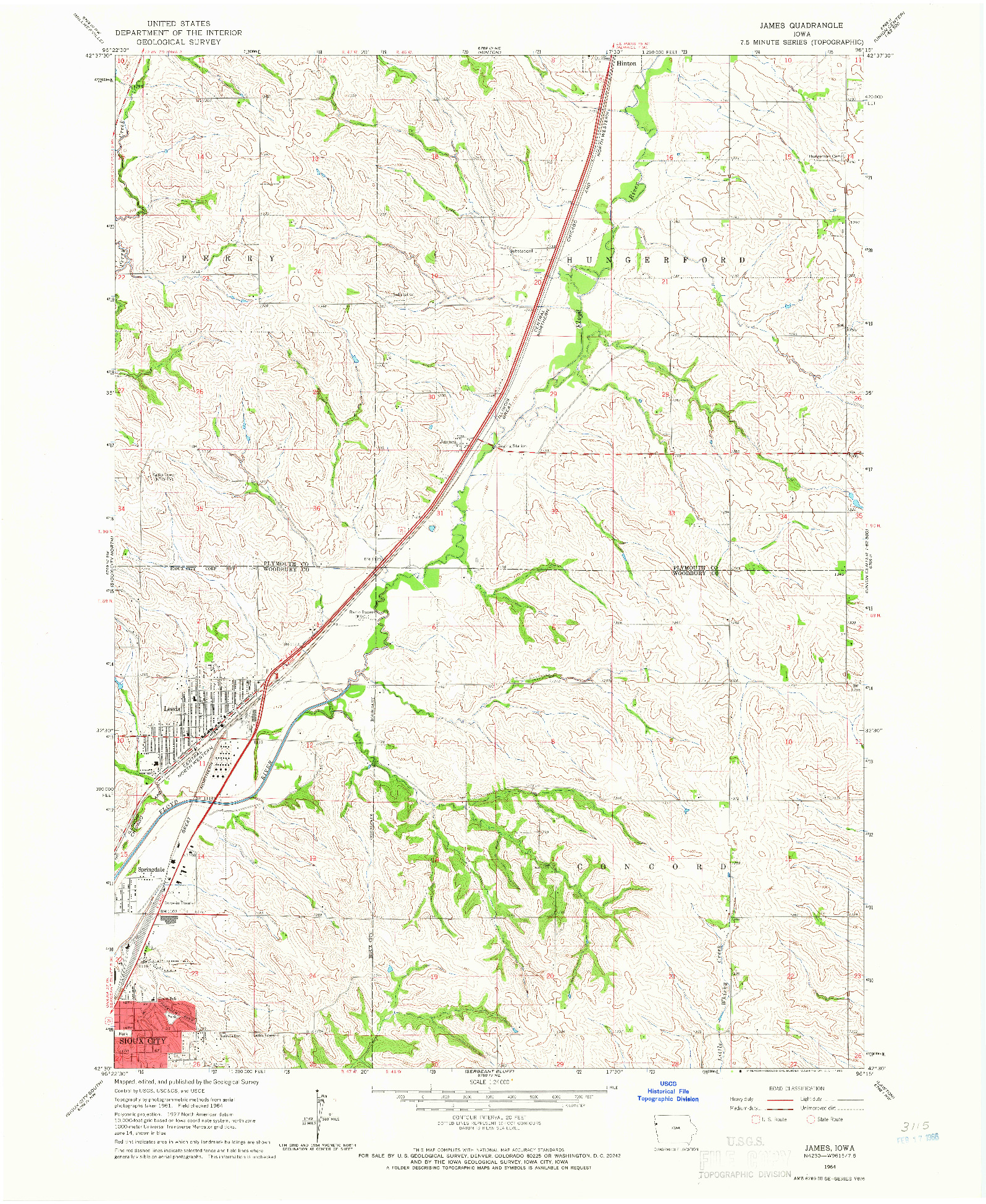 USGS 1:24000-SCALE QUADRANGLE FOR JAMES, IA 1964