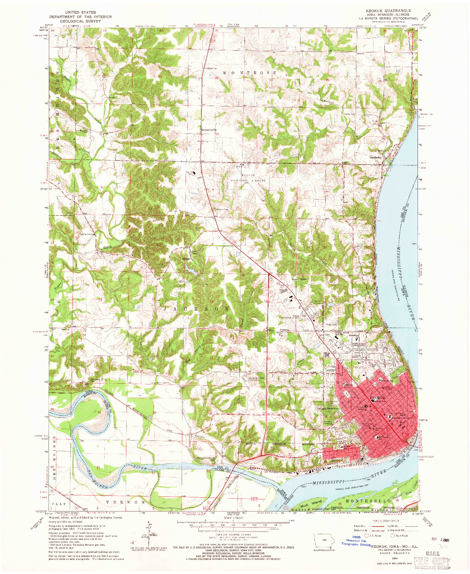 USGS 1:24000-SCALE QUADRANGLE FOR KEOKUK, IA 1964