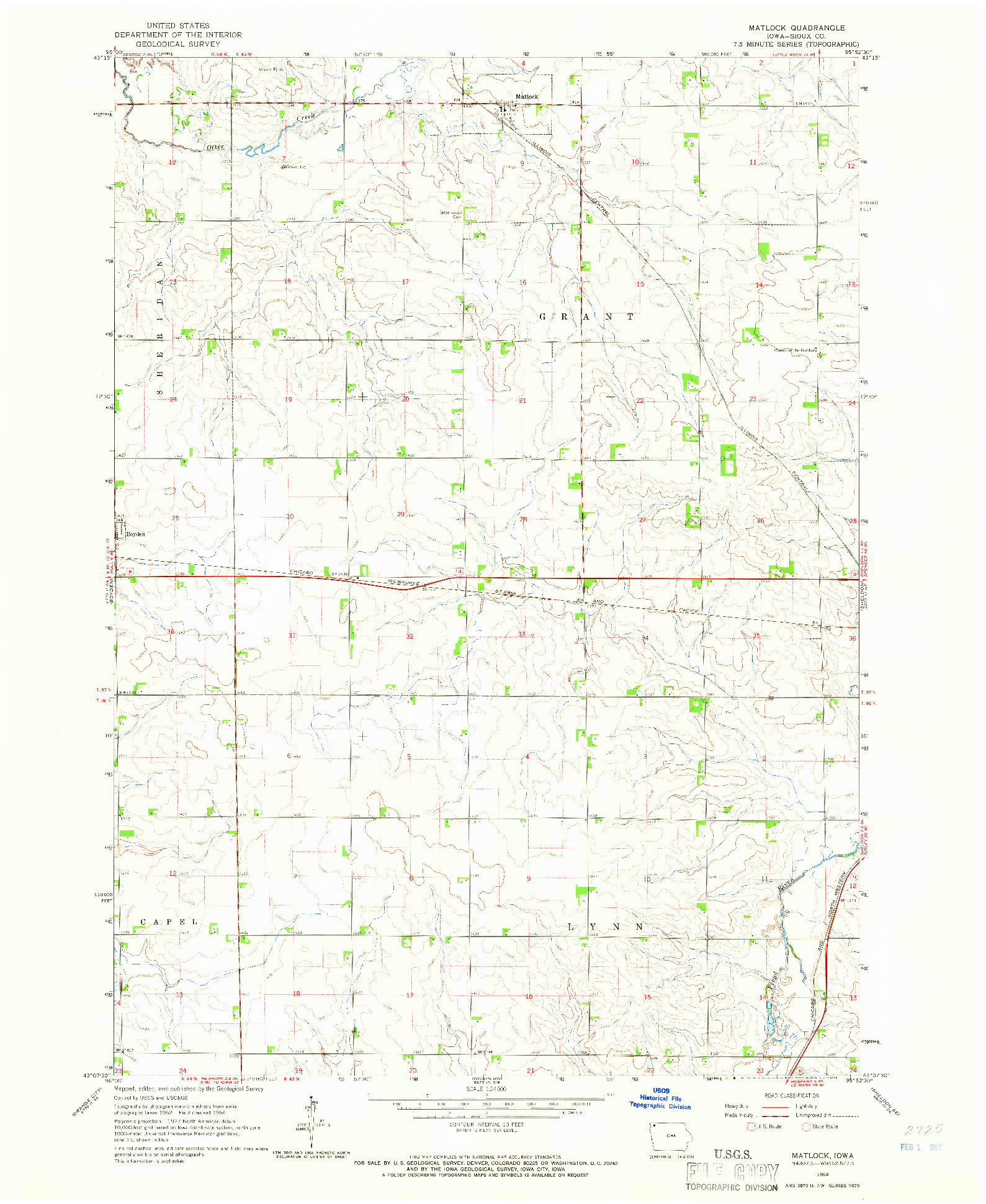 USGS 1:24000-SCALE QUADRANGLE FOR MATLOCK, IA 1964
