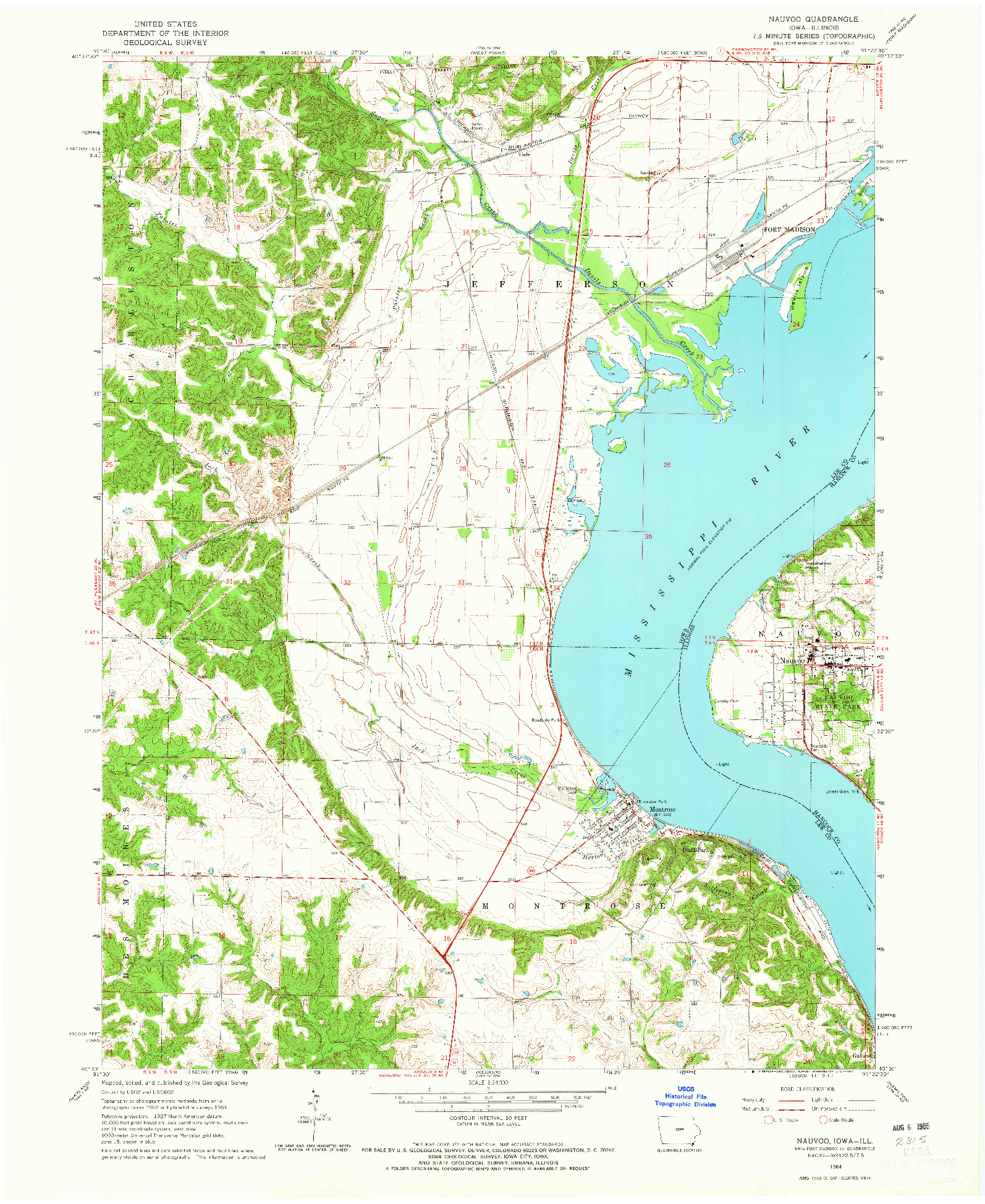 USGS 1:24000-SCALE QUADRANGLE FOR NAUVOO, IA 1964