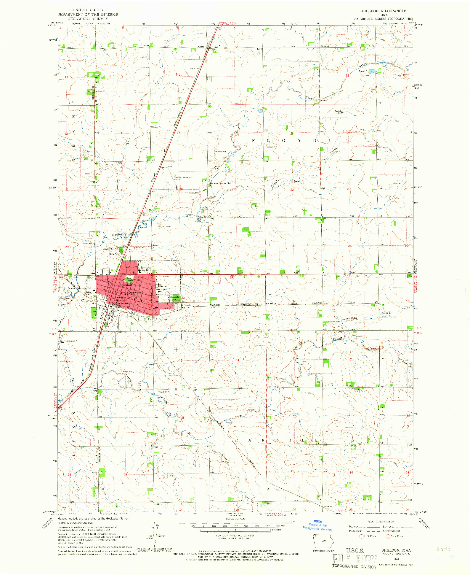 USGS 1:24000-SCALE QUADRANGLE FOR SHELDON, IA 1964