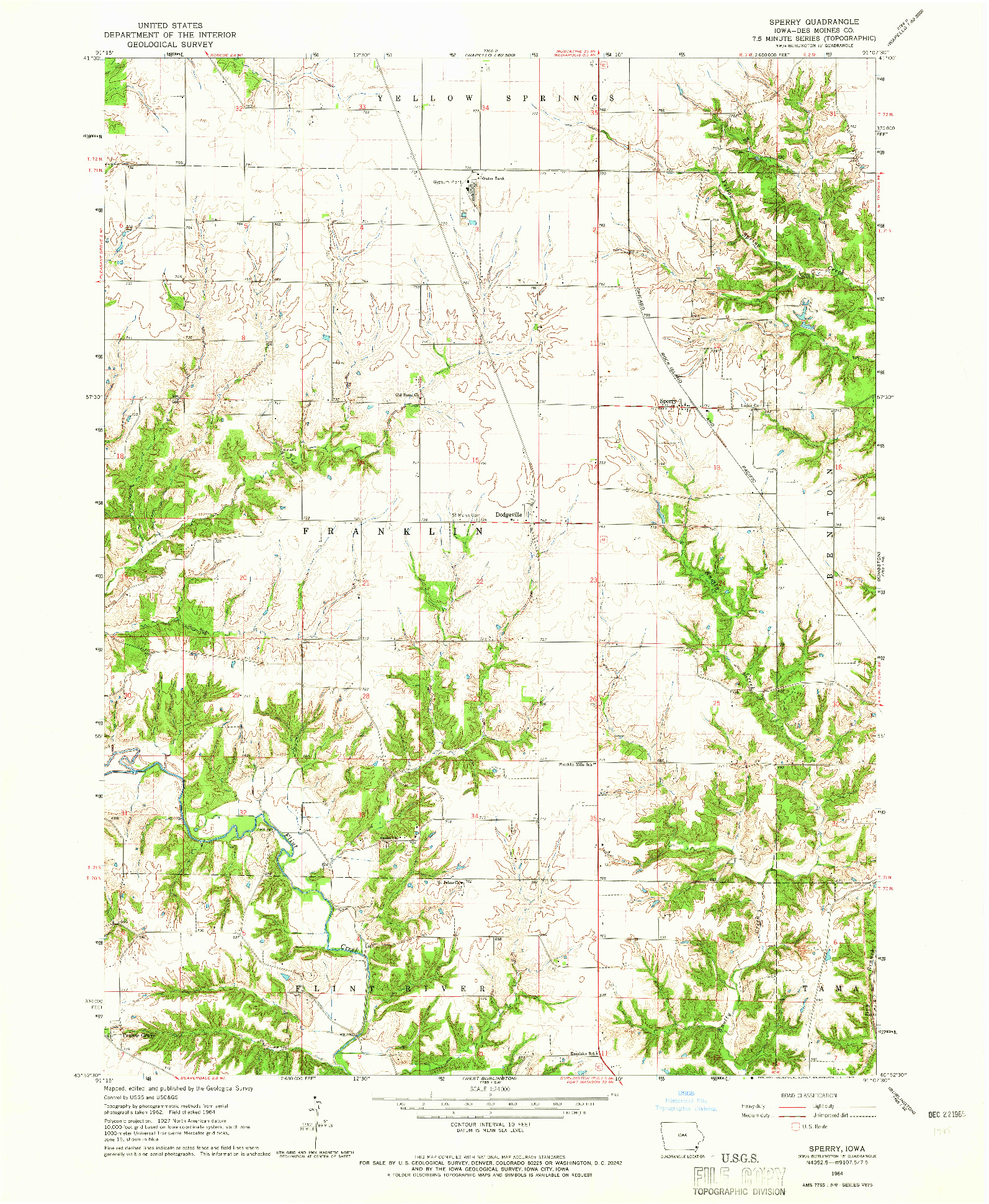 USGS 1:24000-SCALE QUADRANGLE FOR SPERRY, IA 1964