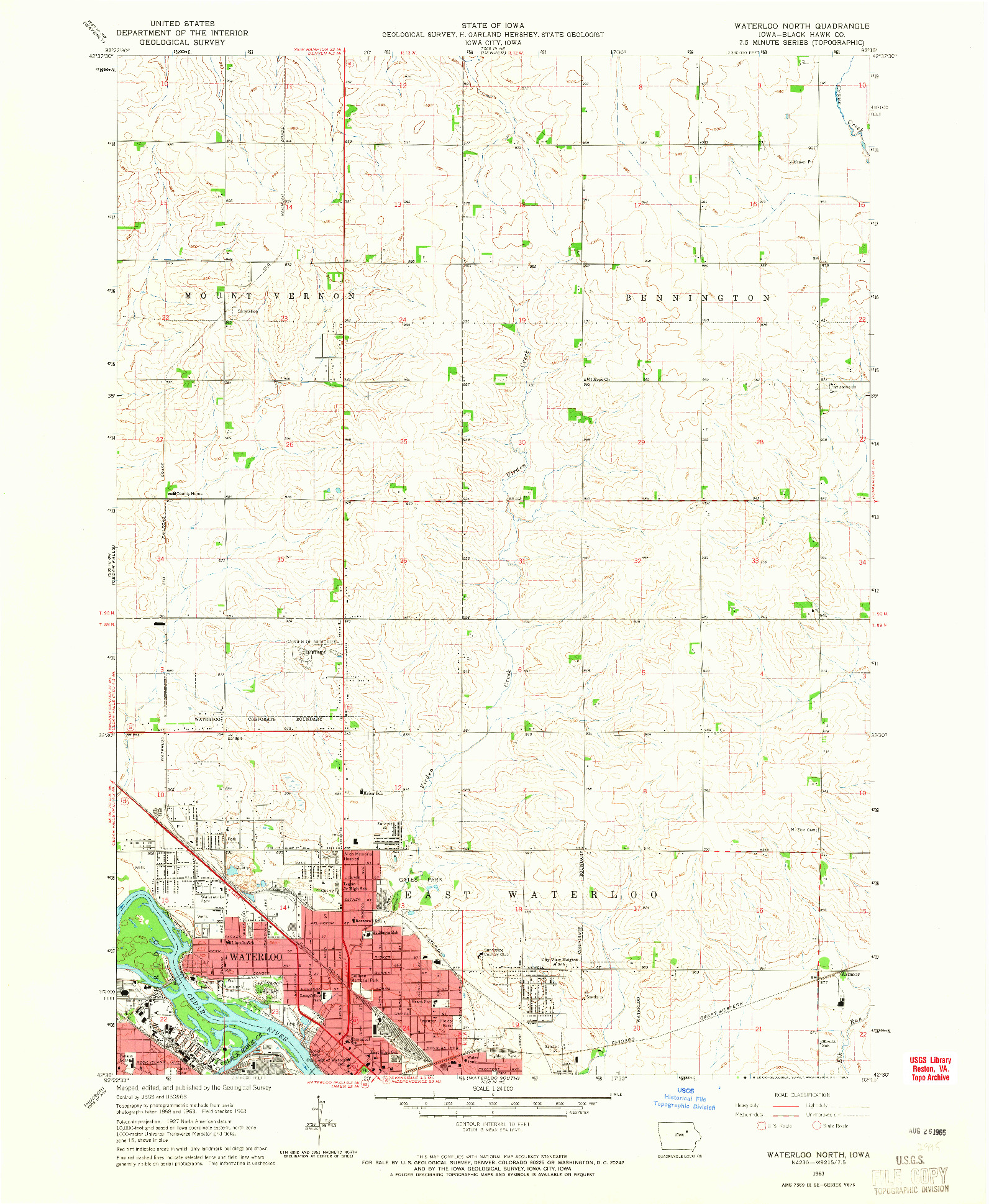 USGS 1:24000-SCALE QUADRANGLE FOR WATERLOO NORTH, IA 1963