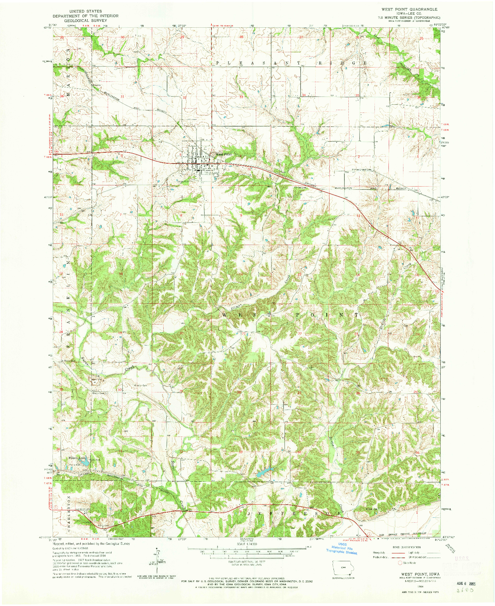USGS 1:24000-SCALE QUADRANGLE FOR WEST POINT, IA 1964