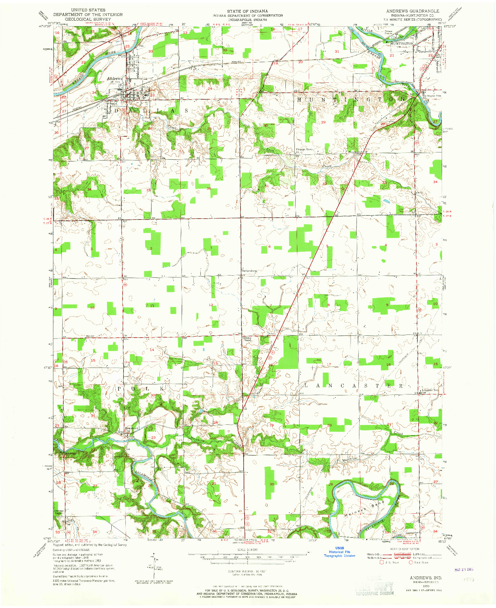 USGS 1:24000-SCALE QUADRANGLE FOR ANDREWS, IN 1950