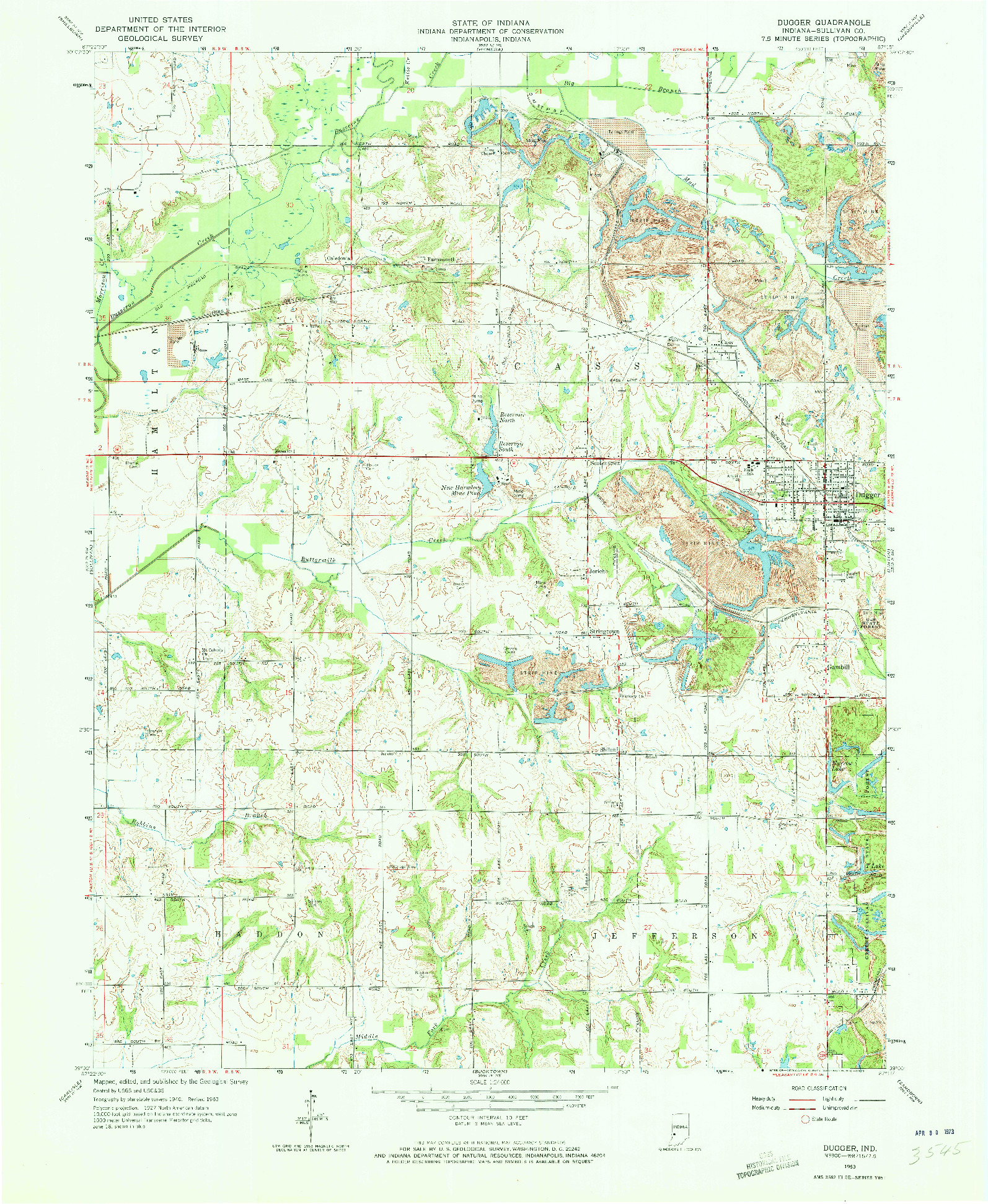 USGS 1:24000-SCALE QUADRANGLE FOR DUGGER, IN 1963