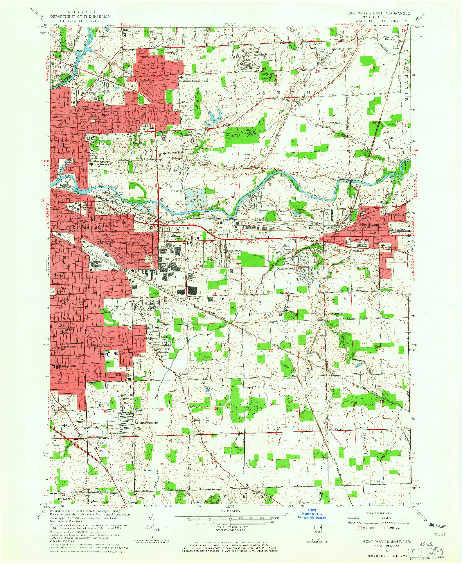 USGS 1:24000-SCALE QUADRANGLE FOR FORT WAYNE EAST, IN 1963