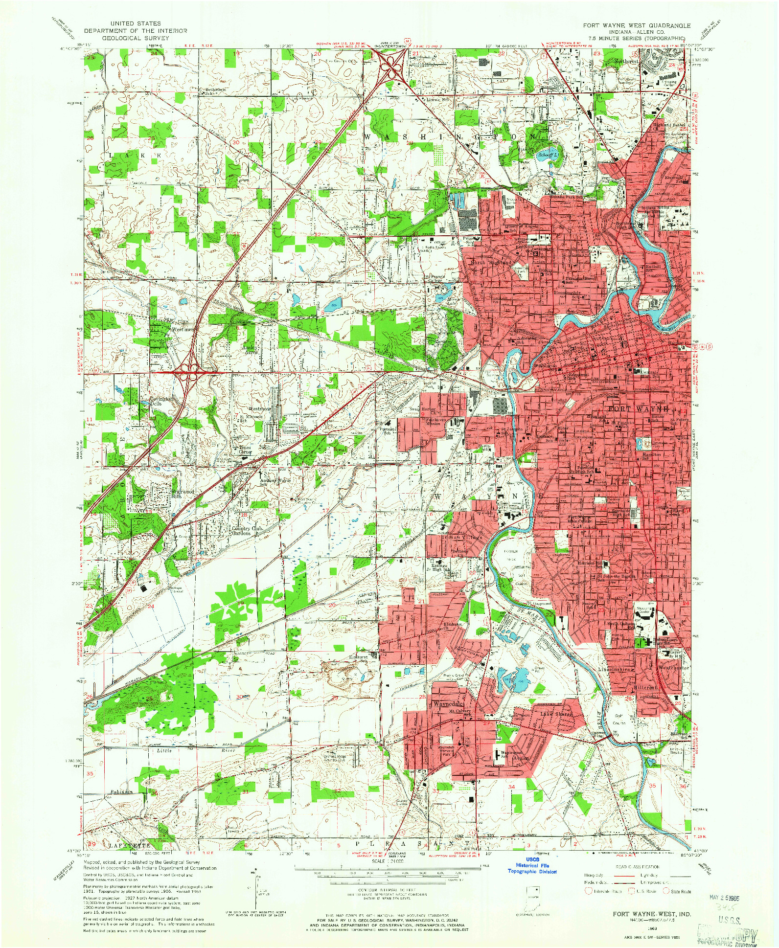 USGS 1:24000-SCALE QUADRANGLE FOR FORT WAYNE WEST, IN 1963