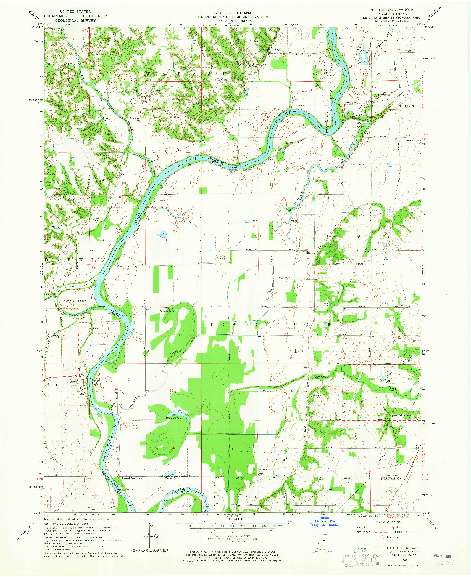 USGS 1:24000-SCALE QUADRANGLE FOR HUTTON, IN 1964