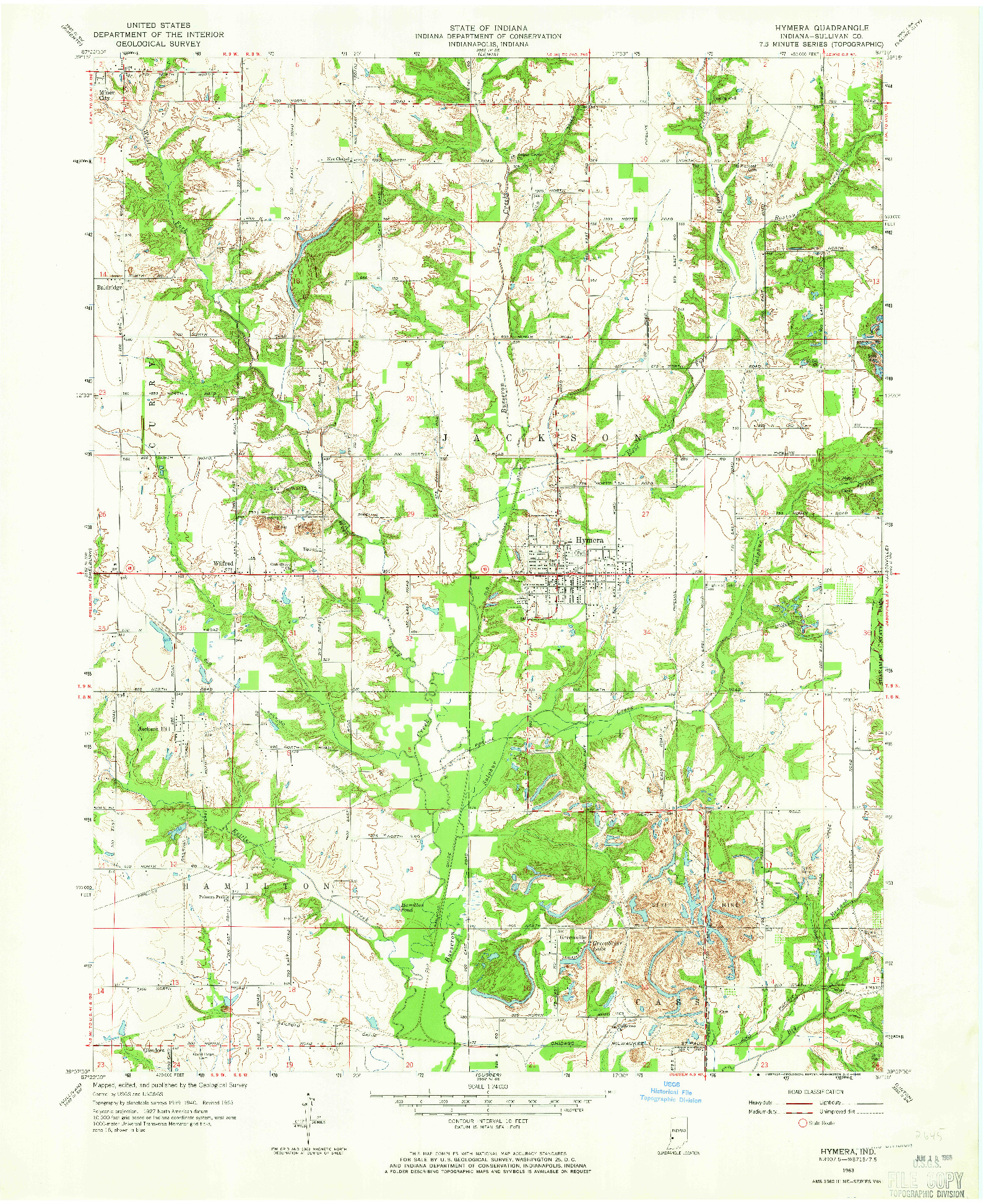 USGS 1:24000-SCALE QUADRANGLE FOR HYMERA, IN 1963