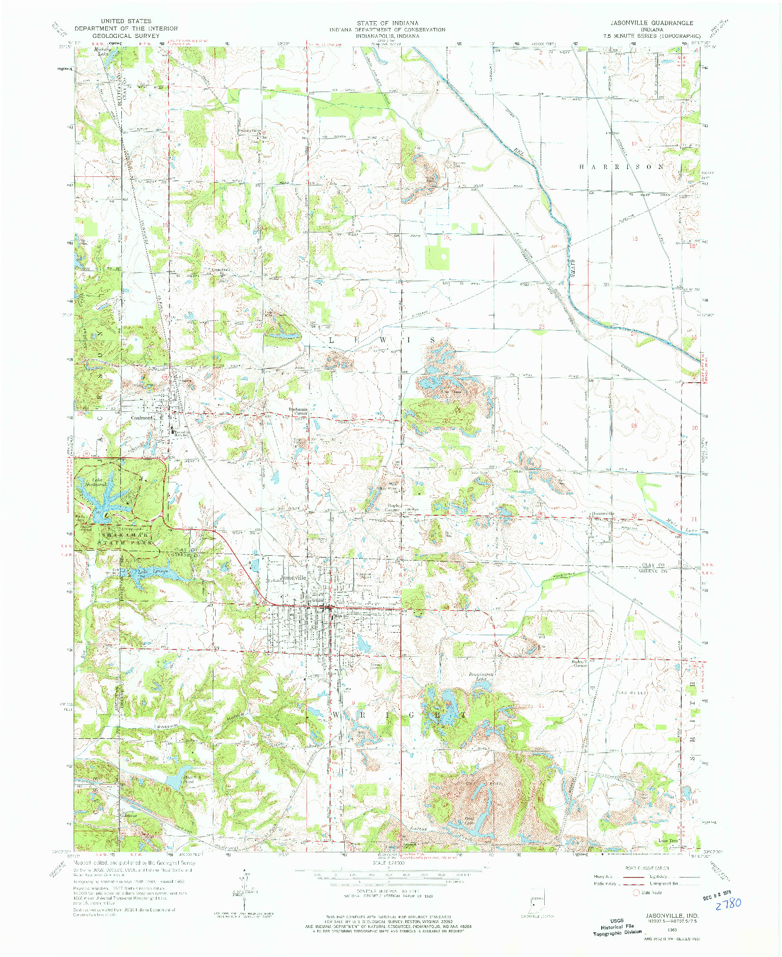 USGS 1:24000-SCALE QUADRANGLE FOR JASONVILLE, IN 1963