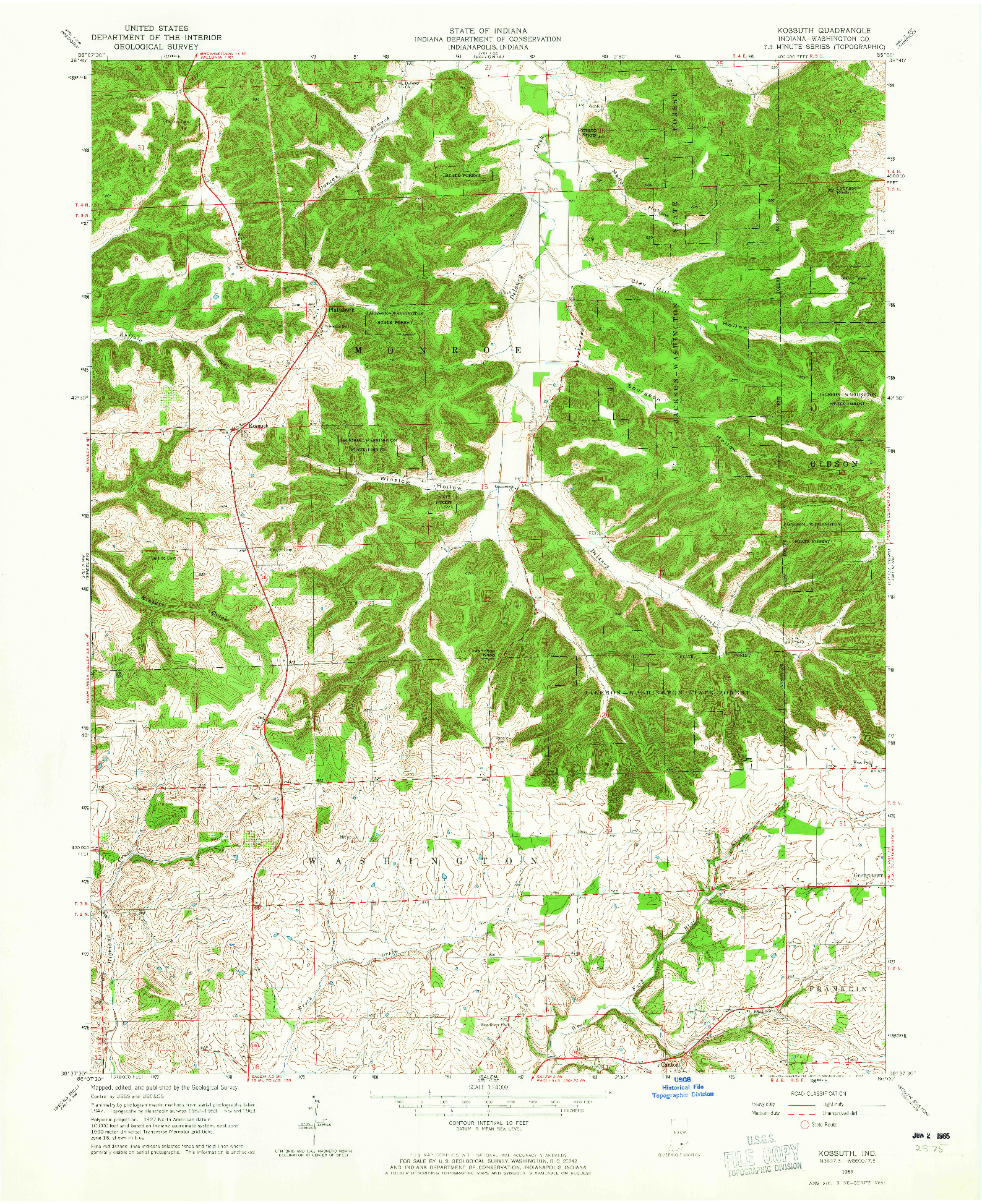 USGS 1:24000-SCALE QUADRANGLE FOR KOSSUTH, IN 1963