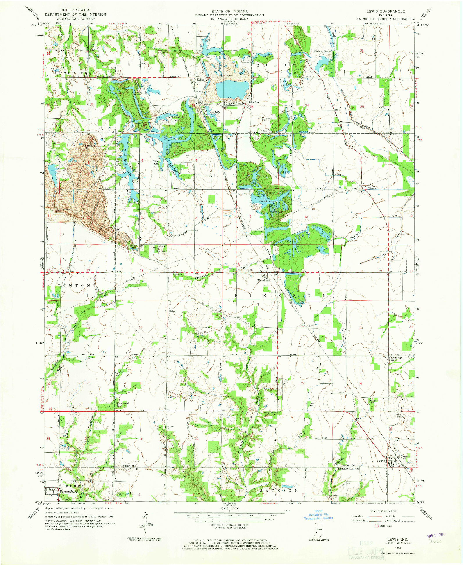 USGS 1:24000-SCALE QUADRANGLE FOR LEWIS, IN 1963