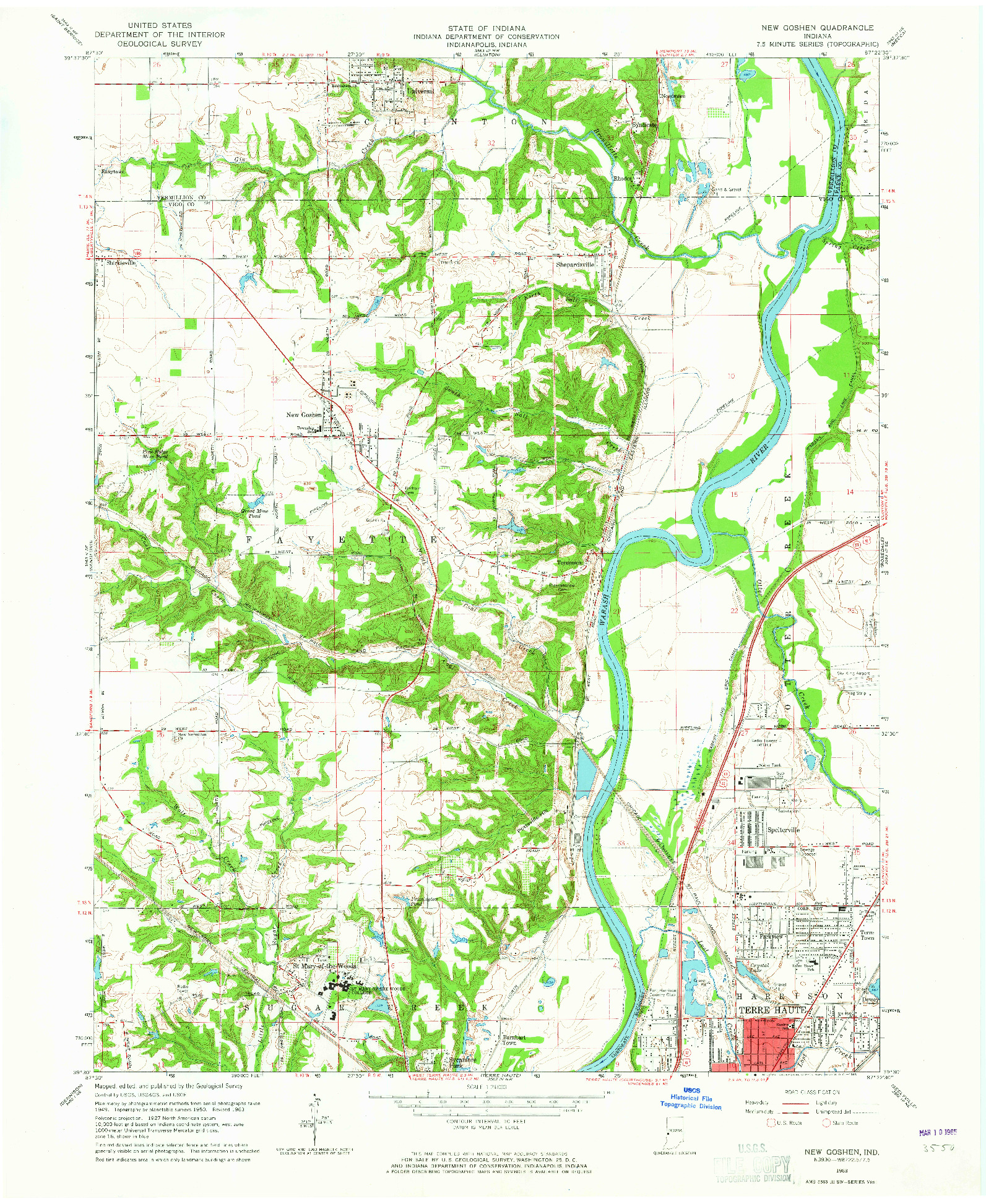 USGS 1:24000-SCALE QUADRANGLE FOR NEW GOSHEN, IN 1963